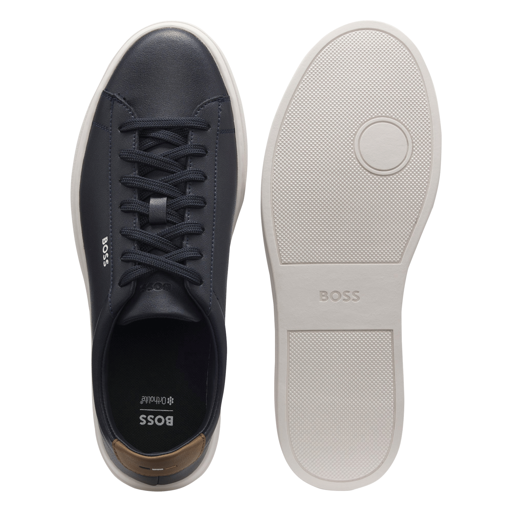 Baskets basses unies en cuir BOSS Bleu