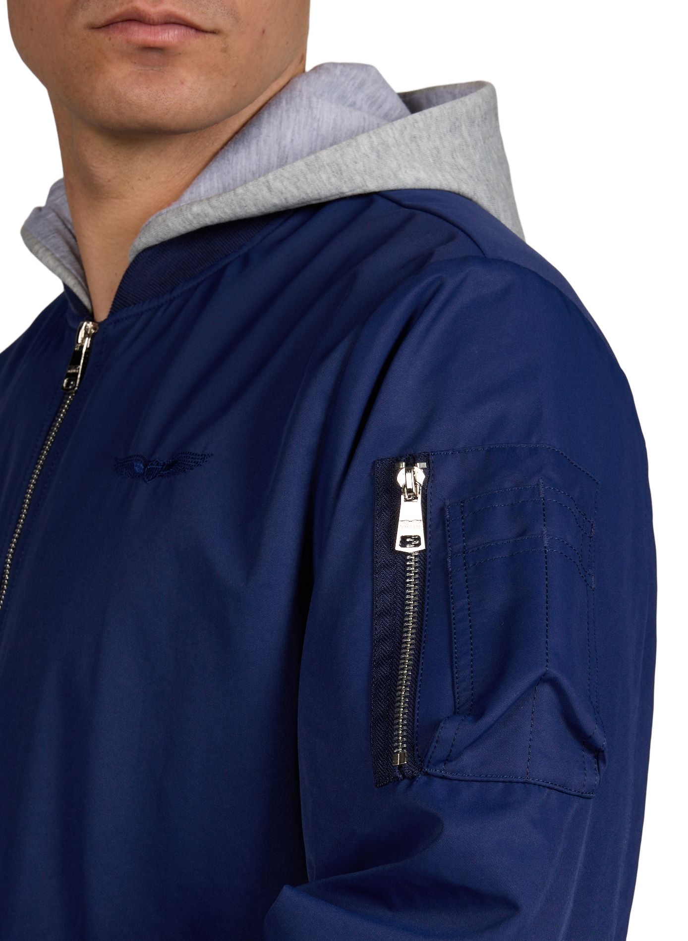 Lightweight hooded bomber Blue