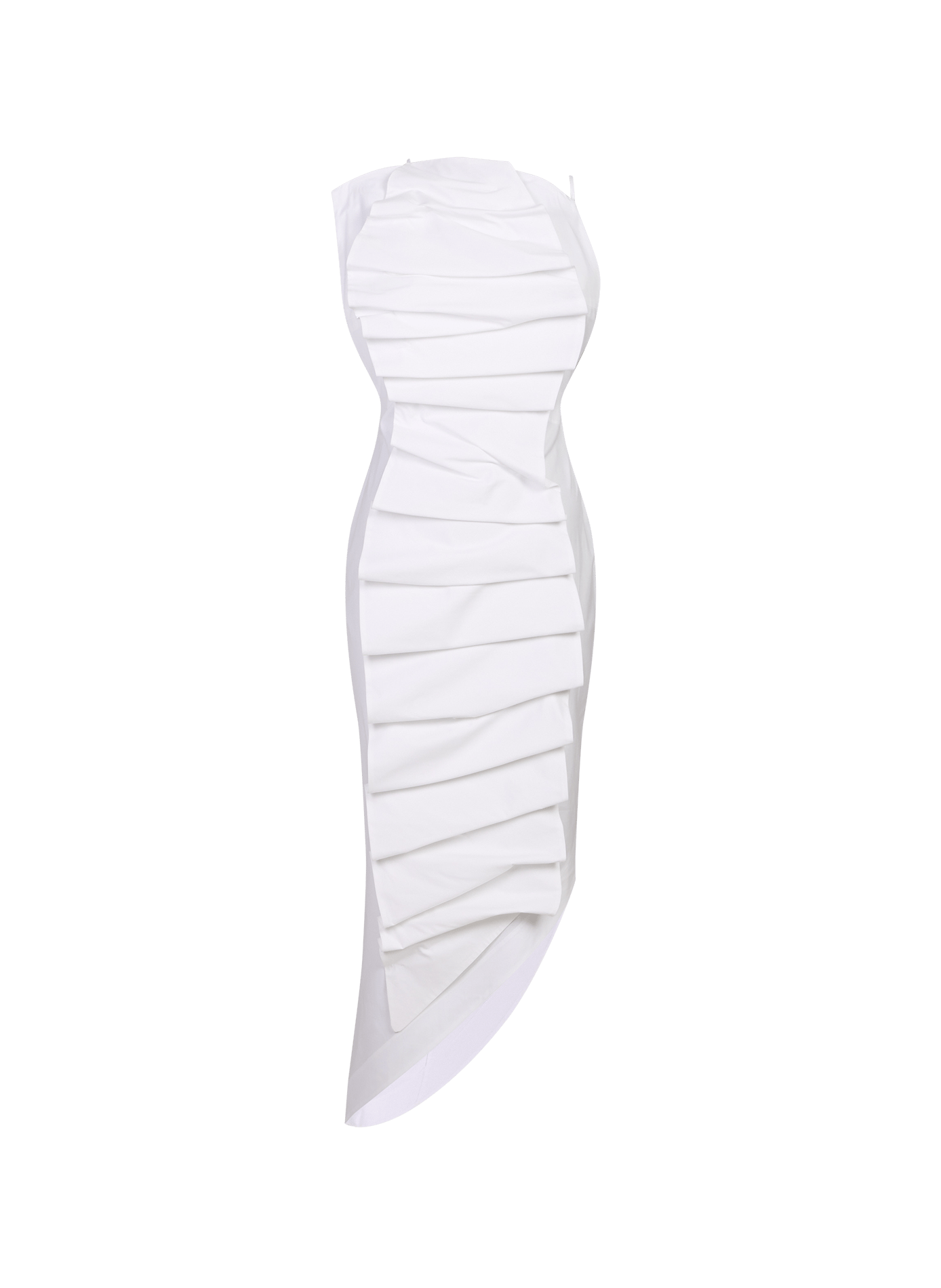 Abito lungo con balze in misto cotone A.W.A.K.E. MODE Bianco