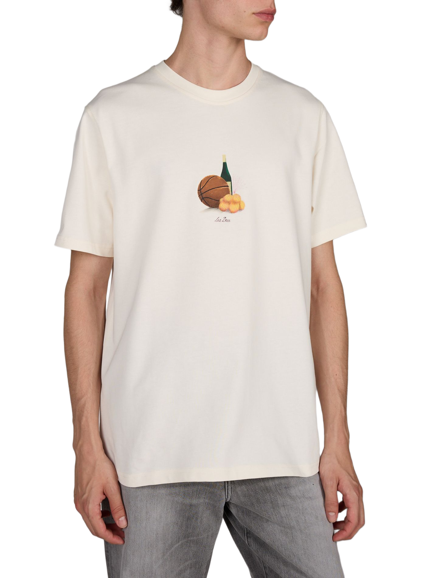 T-shirt droit imprimé en coton LES DEUX Blanc