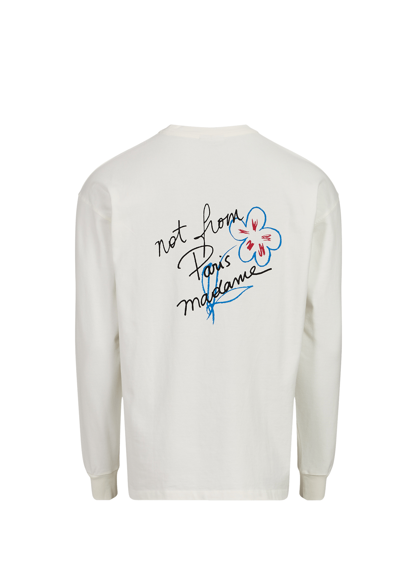 Long-sleeved cotton T-shirt with back print DROLE DE MONSIEUR White
