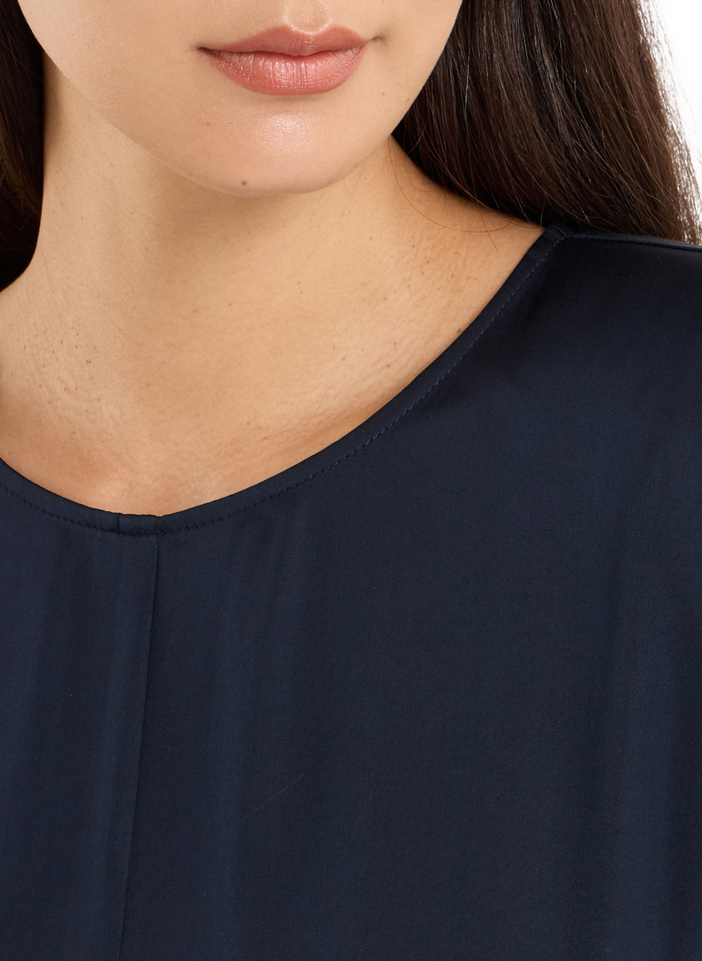 Long dress with round neck SAISON 1865 Blue