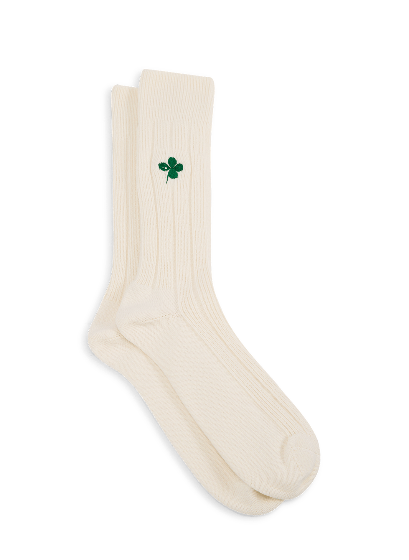 High socks with embroidery in mixed cotton. CLOSED Beige