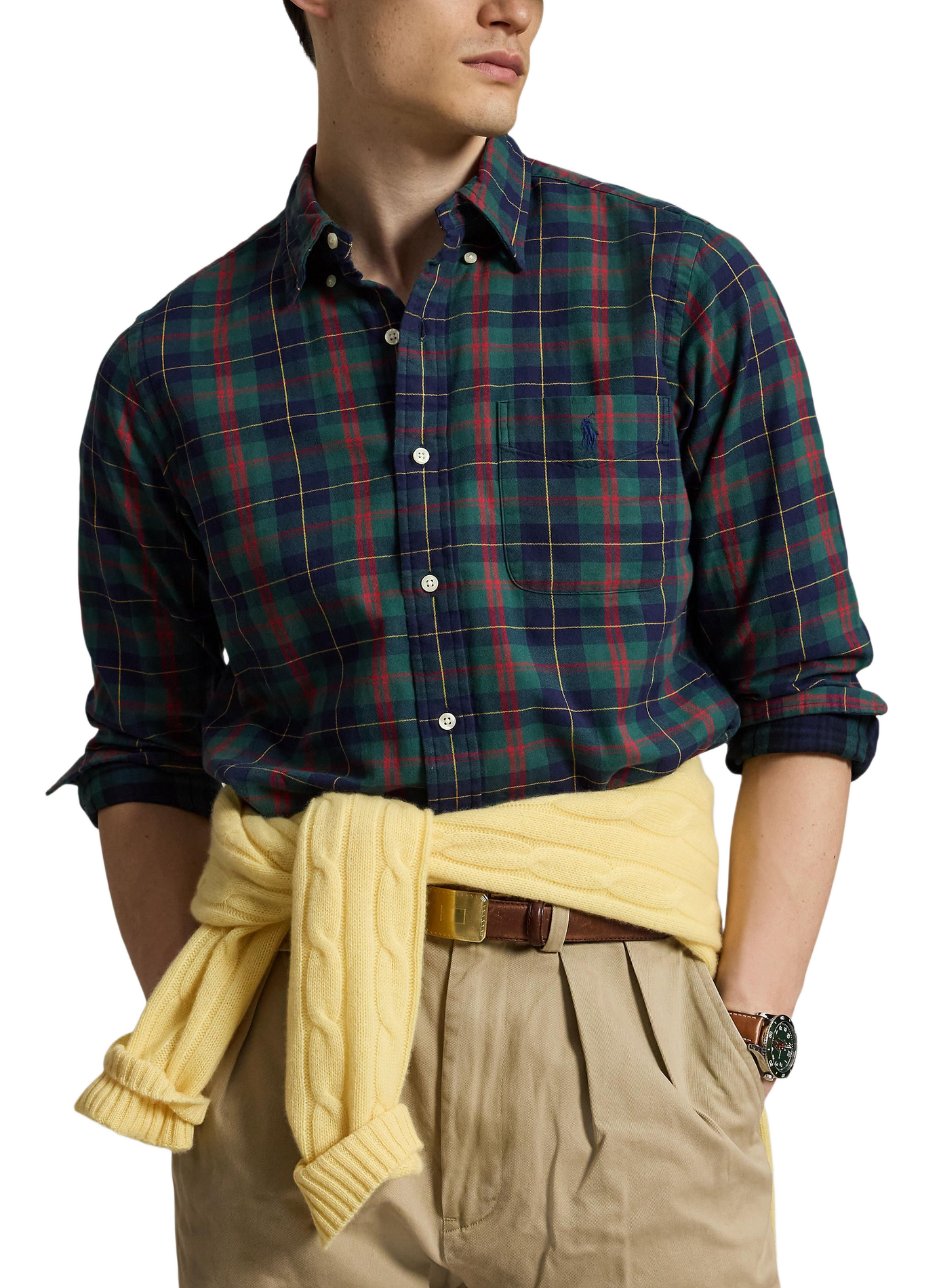 Chemise droite à carreaux en coton POLO RALPH LAUREN Bleu