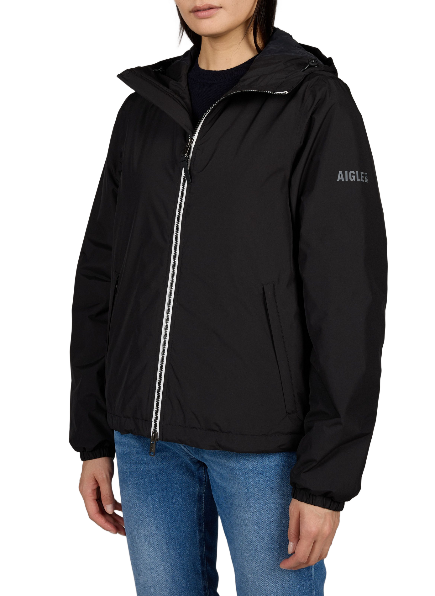 Hooded windproof jacket AIGLE Black
