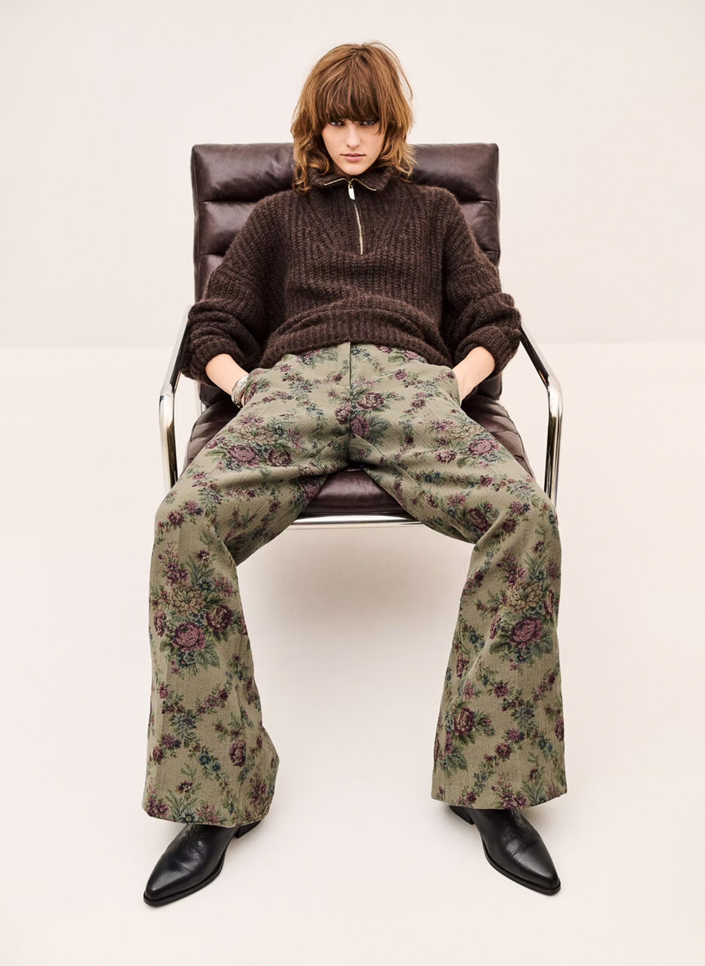 Pantalon large imprimé remea BA&SH Kaki