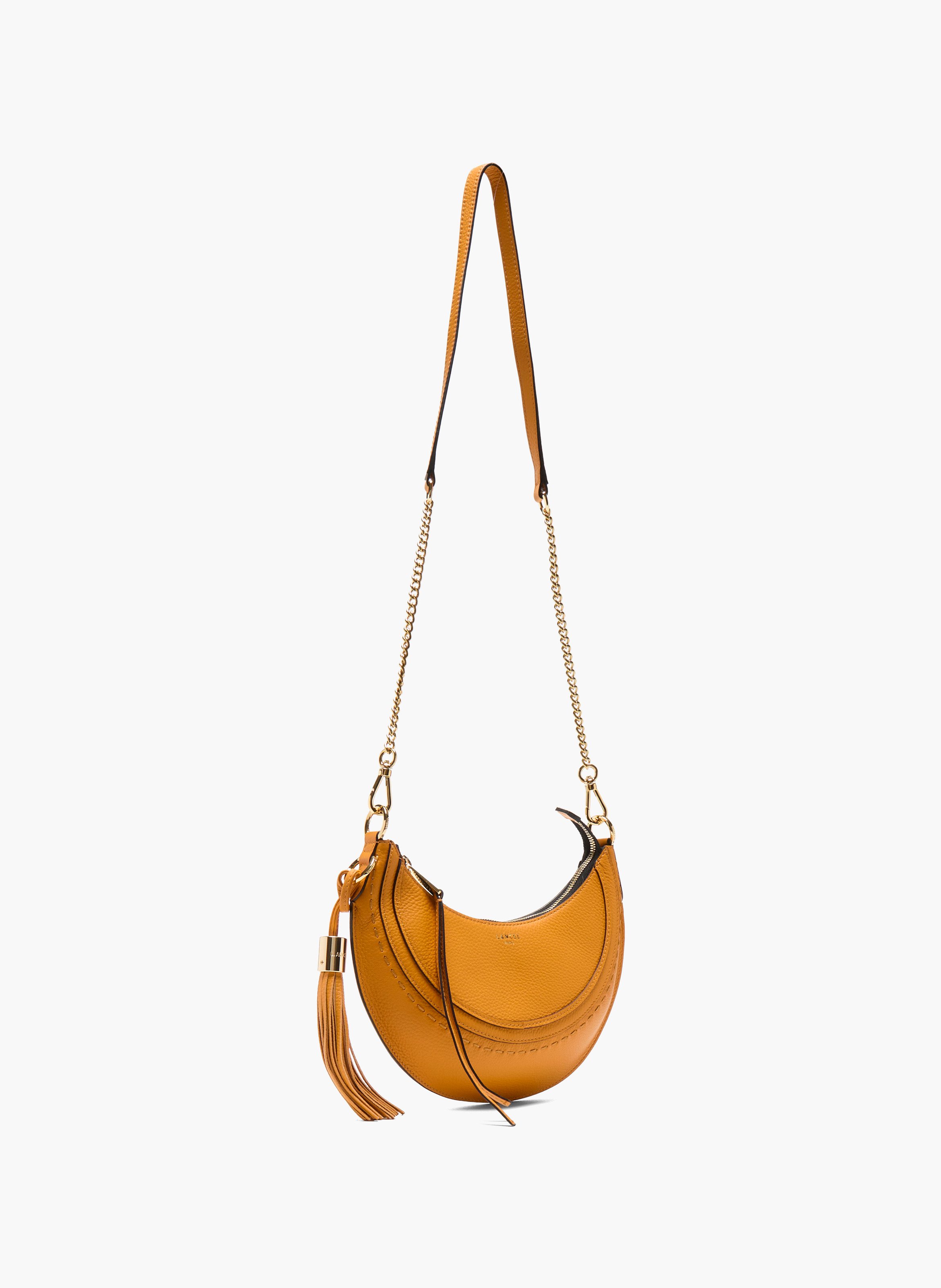 Sac à main bandoulière s en cuir de vachette grainé, orange curcuma. LANCEL Orange