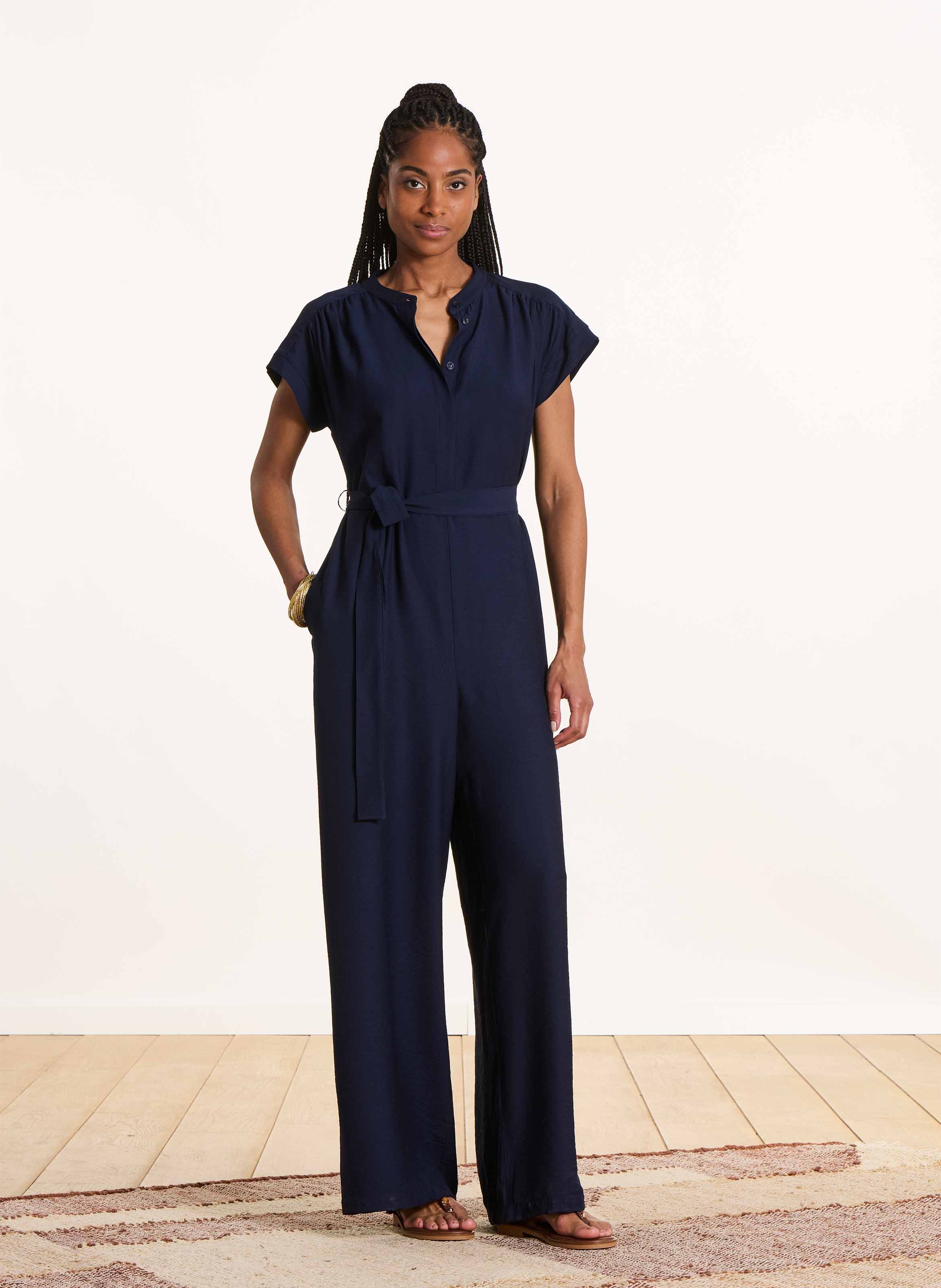 Rechte jumpsuit met ronde hals LA FEE MARABOUTEE Blauw