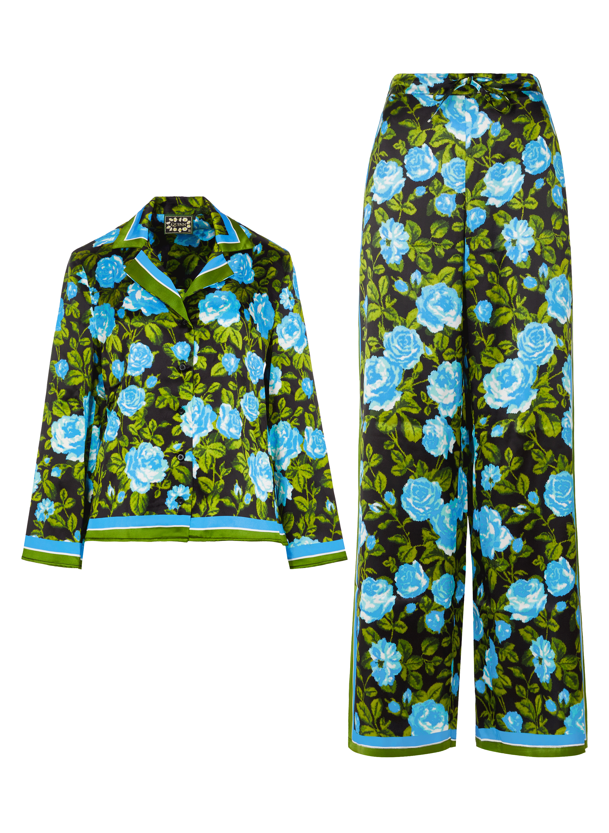 Ensemble style pyjama fleuri en soie