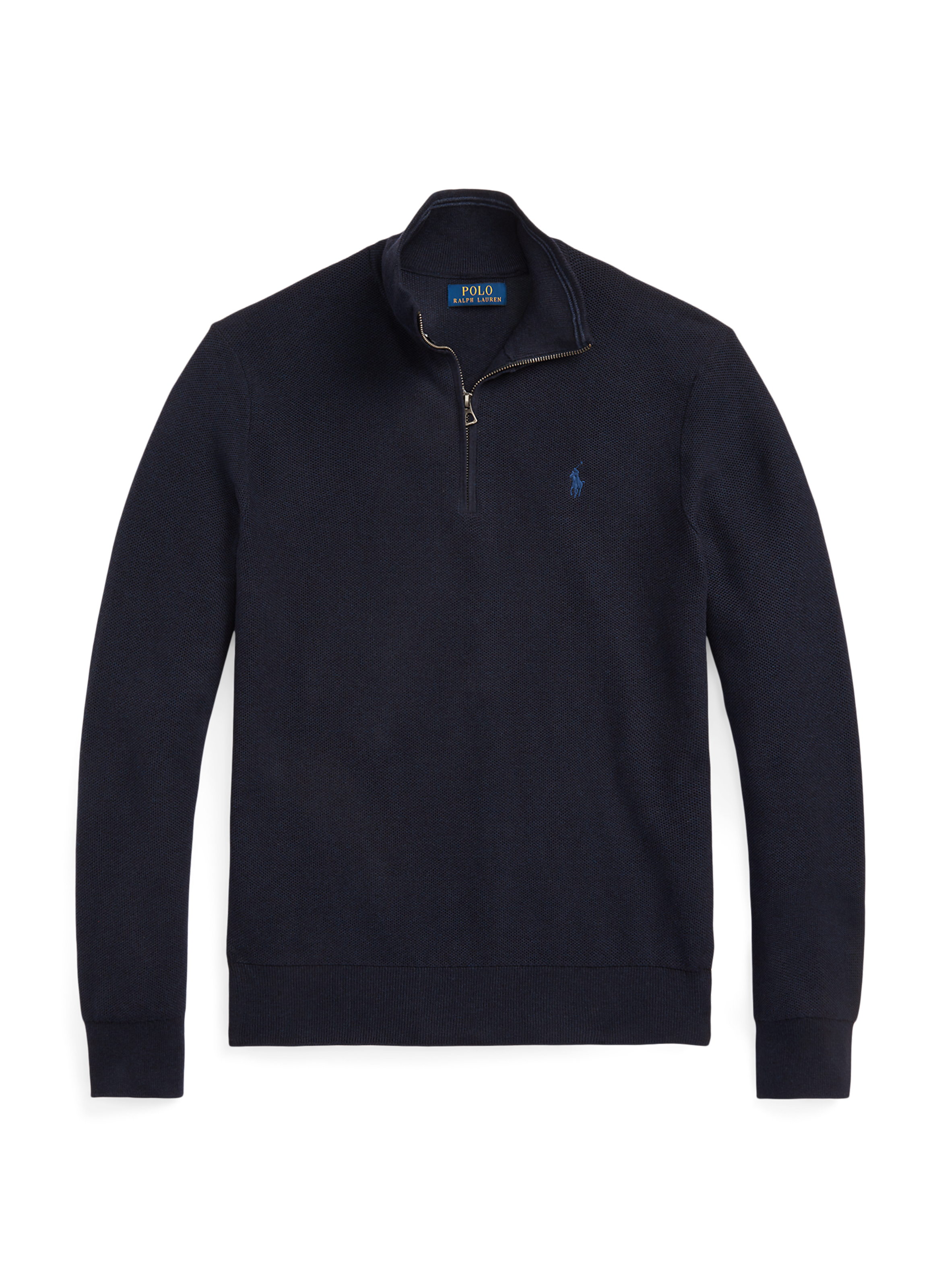 Pull col montant en coton Bleu
