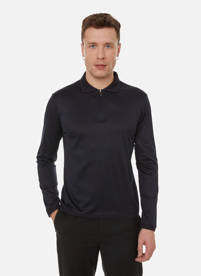 Long-sleeved polo shirt with a zip neck EMPORIO ARMANI