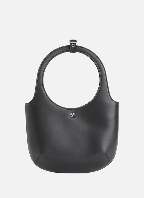 Black leather shoulder bag COURRÈGES 