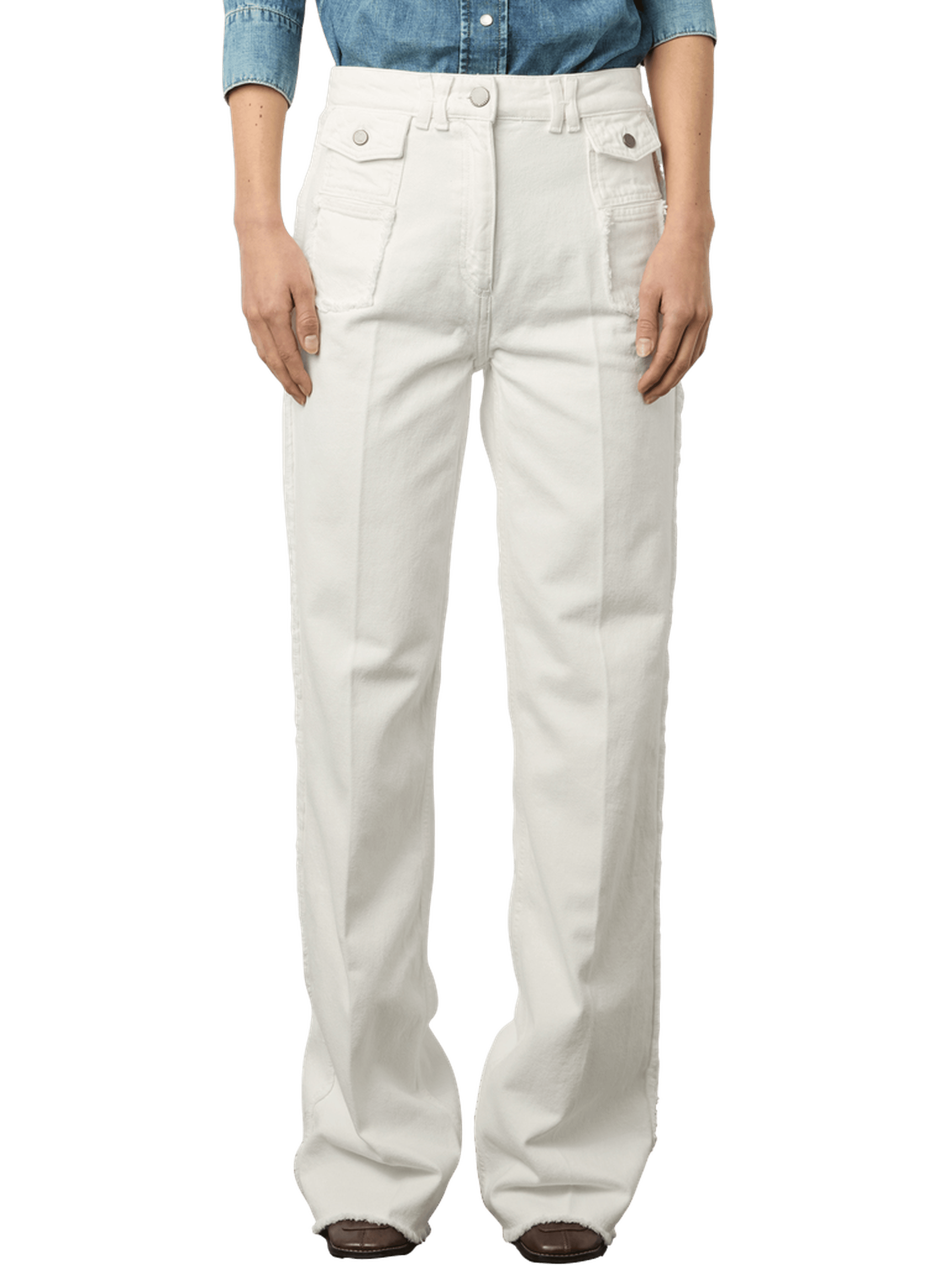 Jean flare écru à franges - anna GERARD DAREL Beige