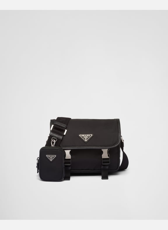 Sac porté épaule en re-nylon et cuir saffiano Noir by PRADA PRADA Sac porté épaule en re-nylon et cuir saffiano Noir
