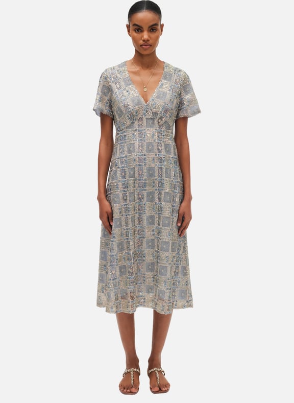 Robe longue cintrée à sequins - phara Bleu by PABLO PABLO Robe longue cintrée à sequins - phara Bleu