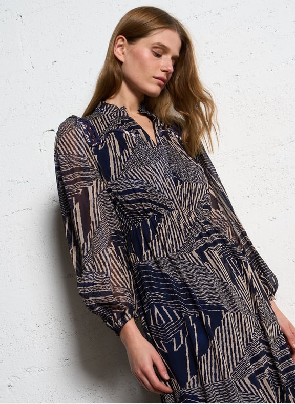 Robe fluide col v à imprimé antal Bleu by BA&SH BA&SH Robe fluide col v à imprimé antal Bleu
