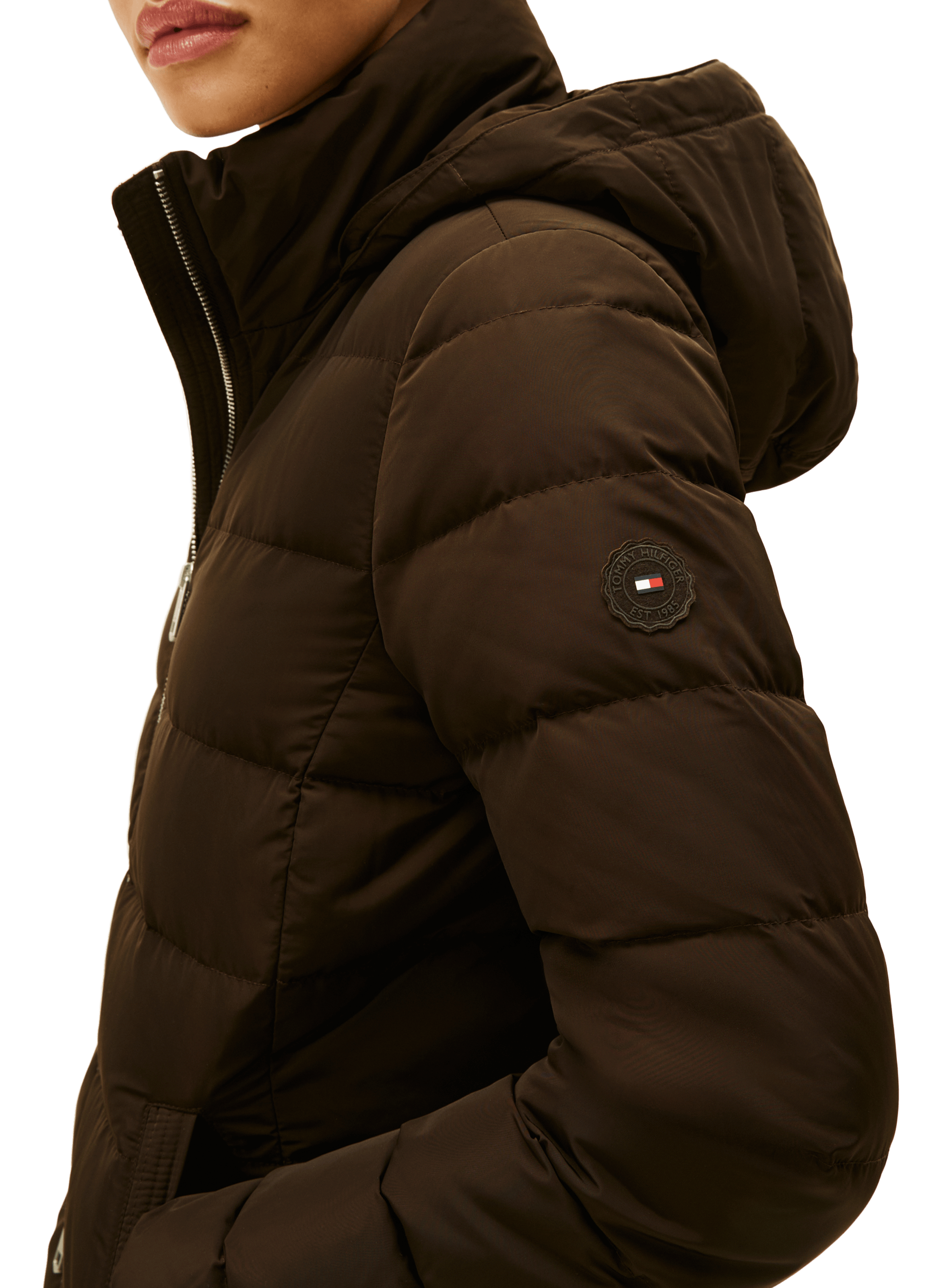Hooded puffer jacket in faux fur TOMMY HILFIGER Multicolour