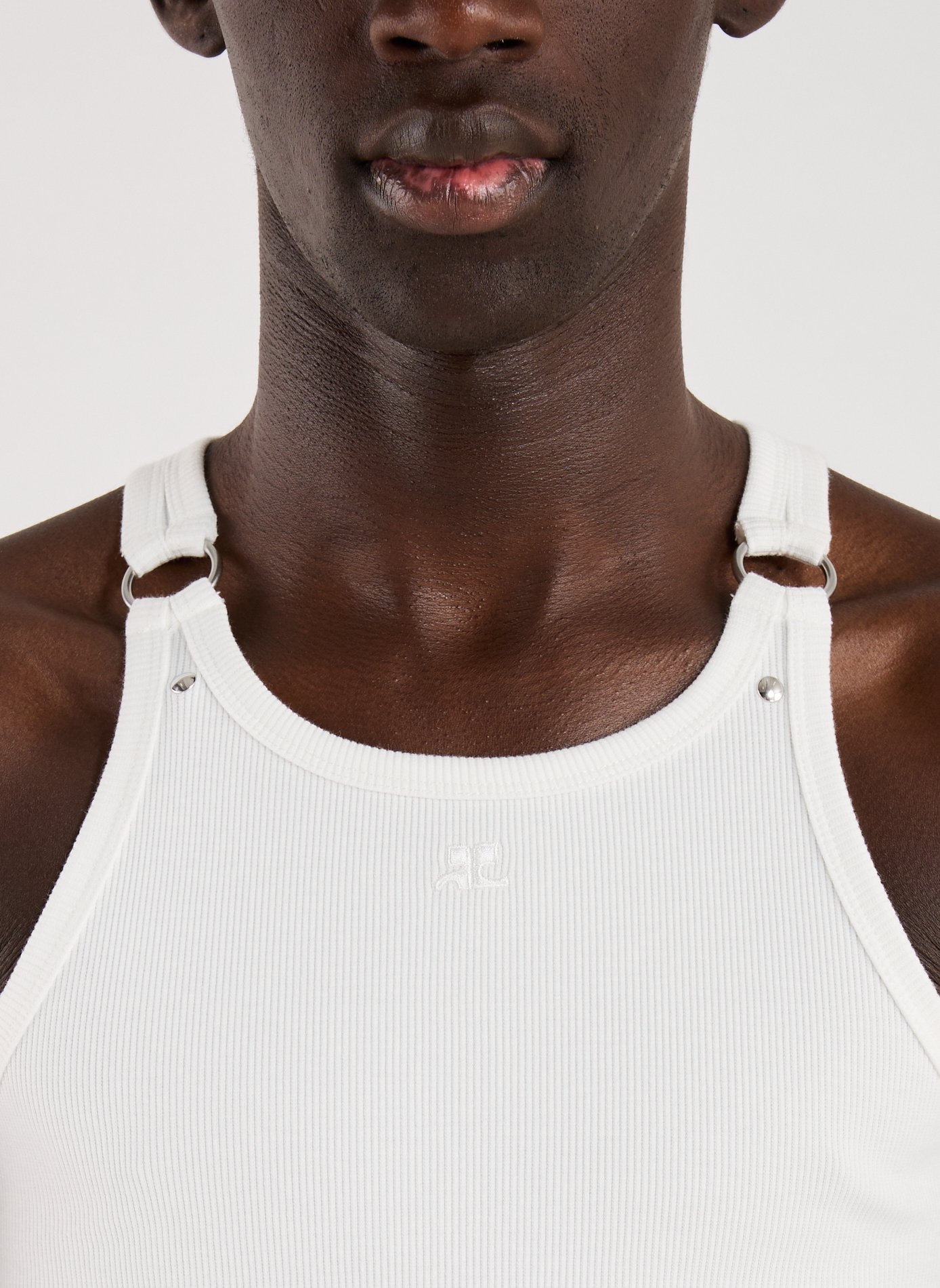 Ribbed Cotton tank top COURRÈGES White