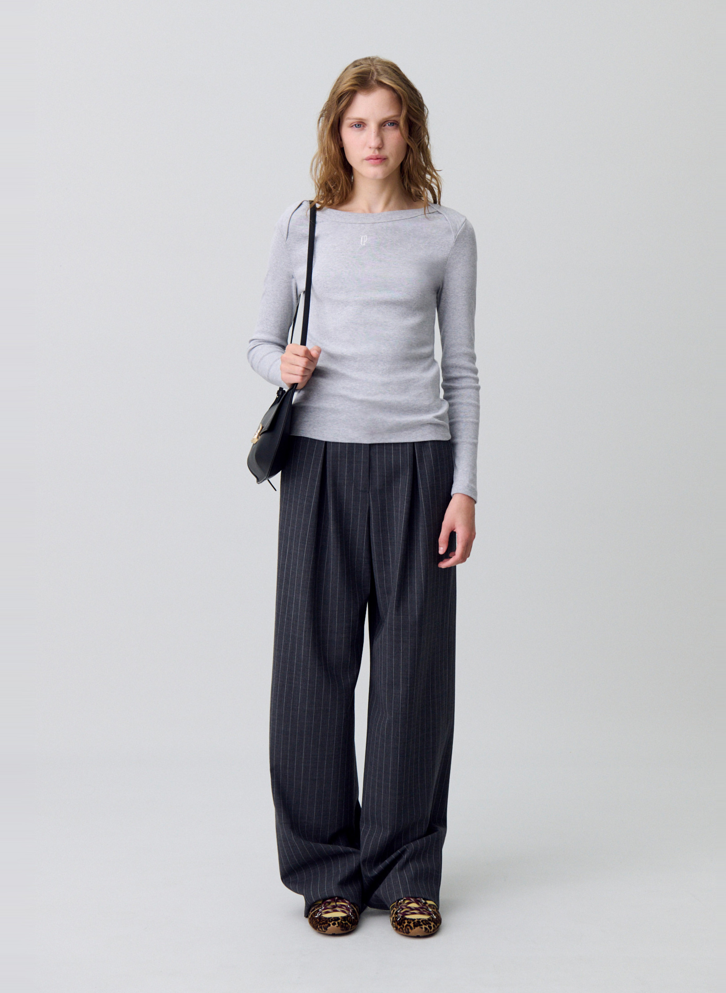 Tee-shirt près du corps col bateau timea CLAUDIE PIERLOT Gris