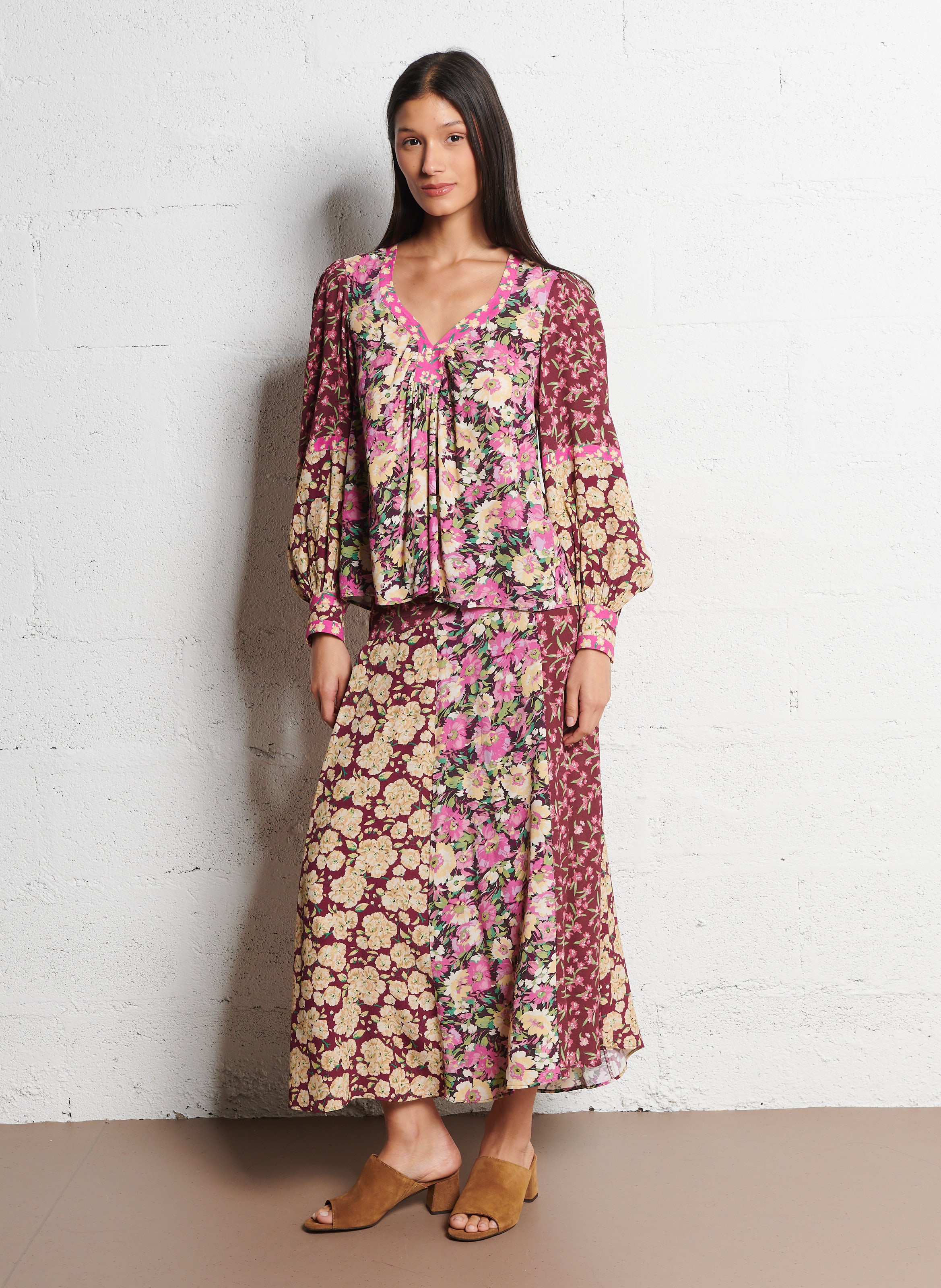 Jupe longue imprimée ilixia BA&SH Violet