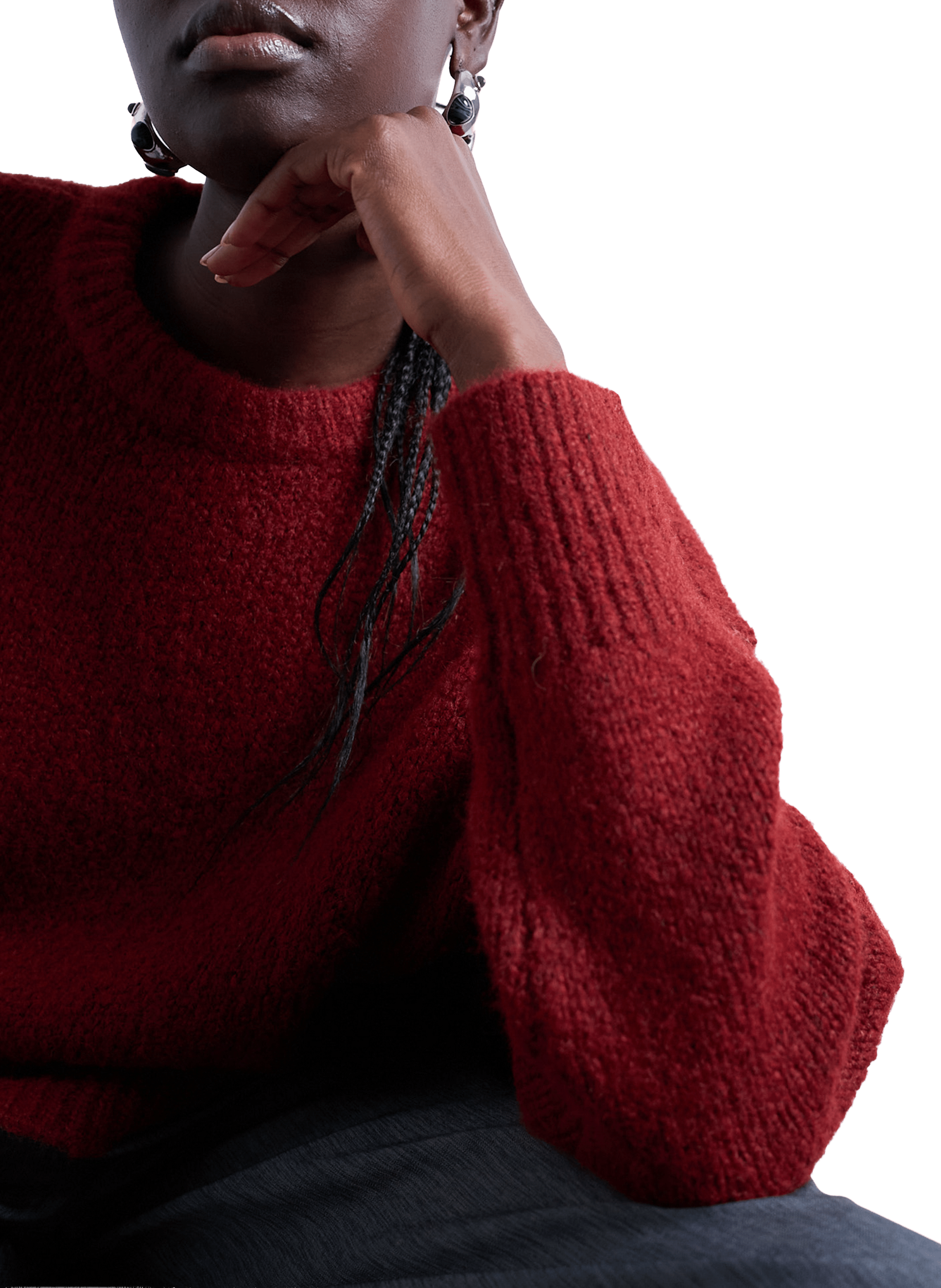 Pull col rond en maille TOPSHOP Rouge