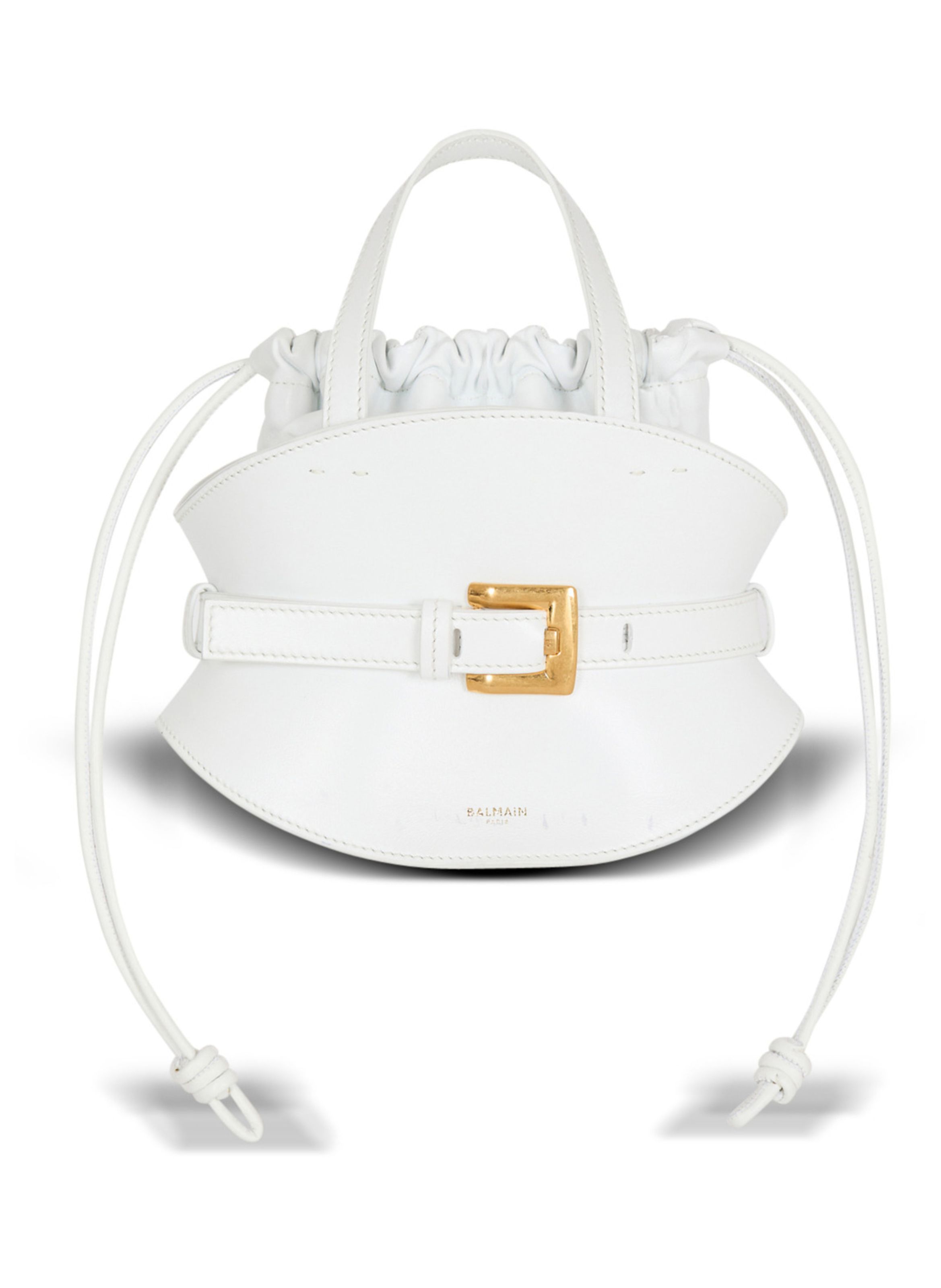 Sac shuffle mini en cuir de veau BALMAIN Blanc