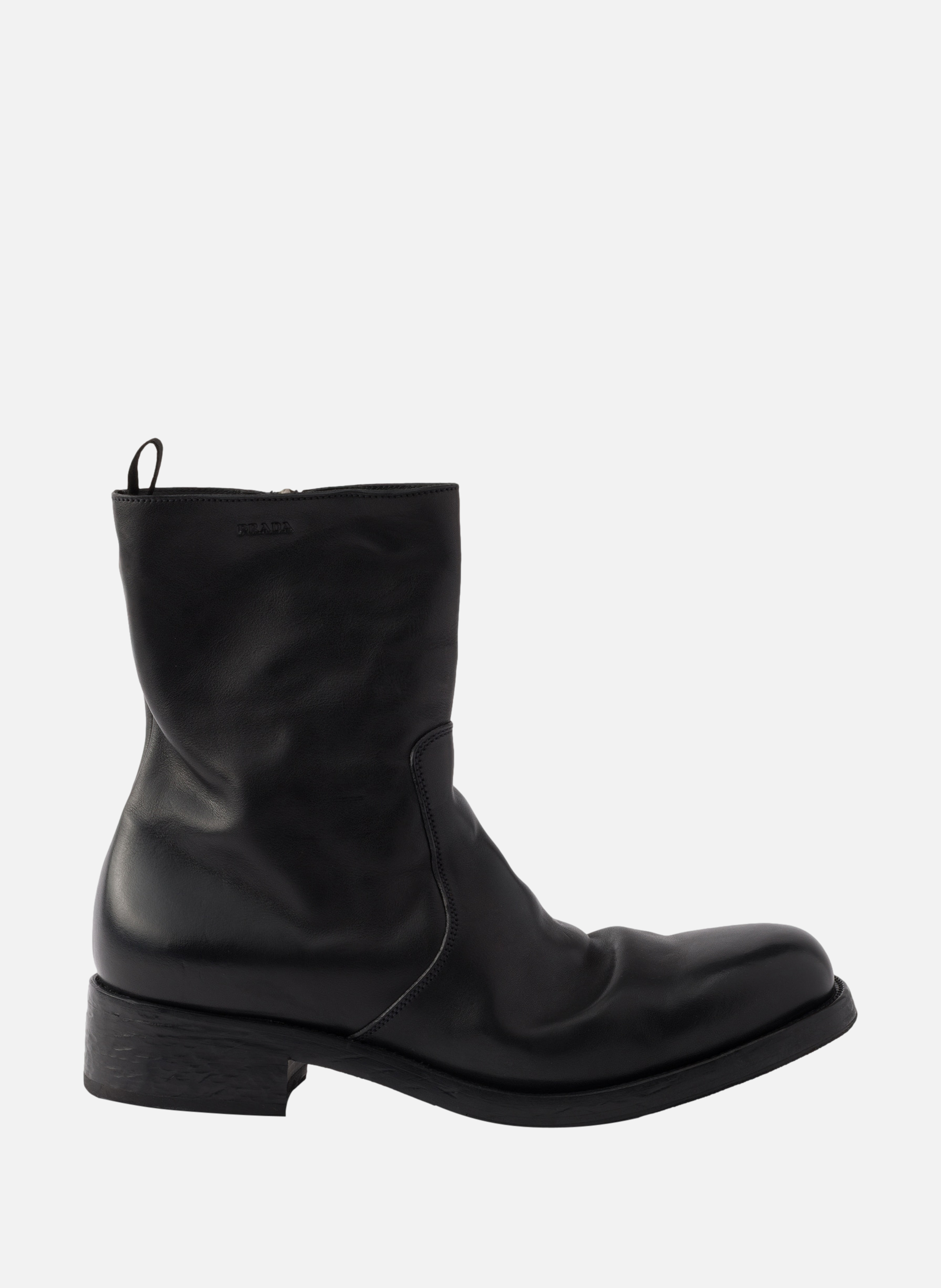 PRADA Bottes en cuir avec fermeture à glissière Noir