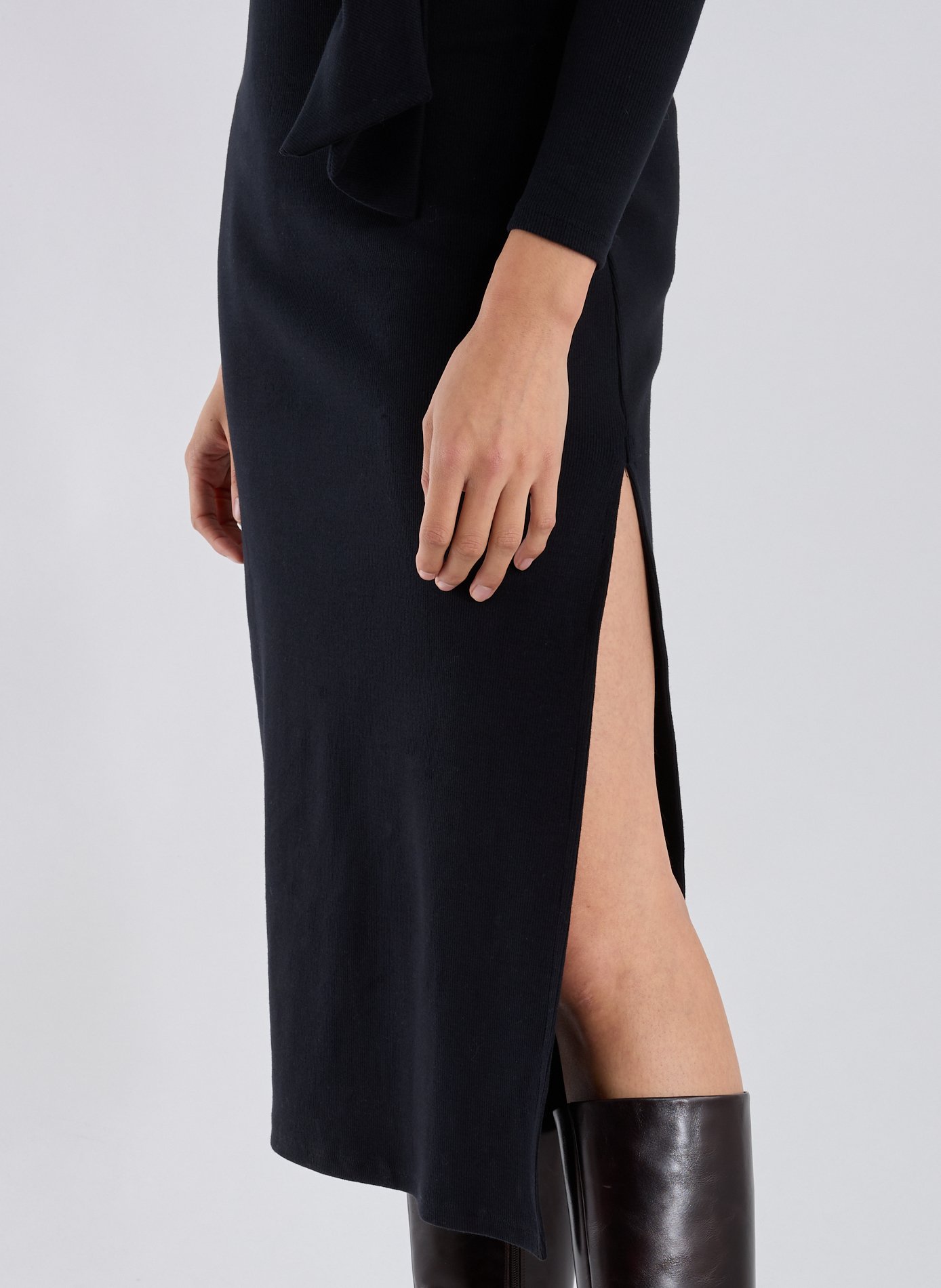 Robe longue nouée en coton mélangée SAISON 1865 Noir