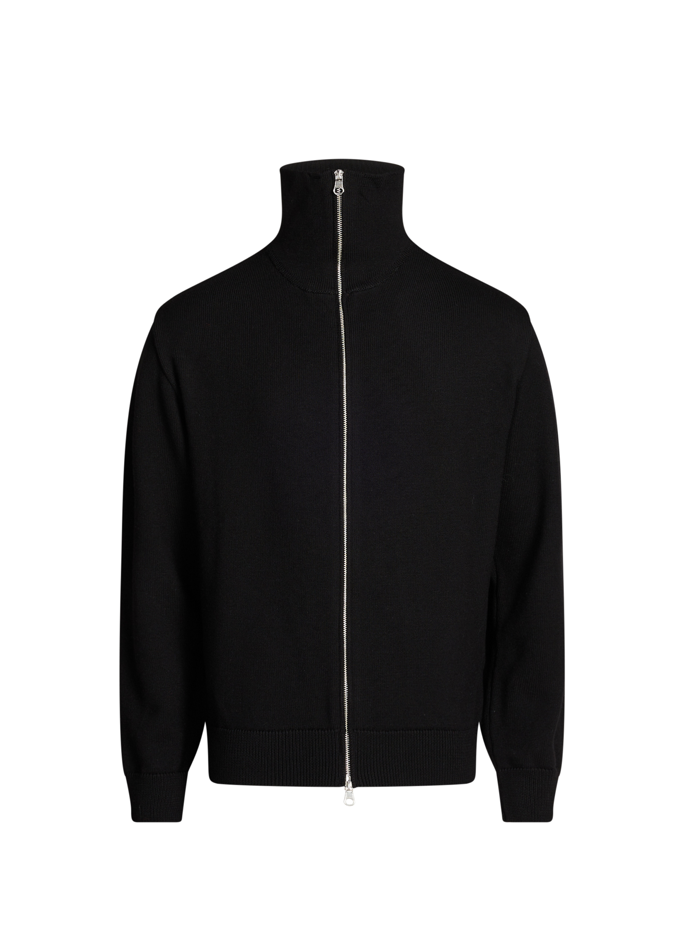 COURRÈGES Ribbed high-neck merino wool sweater Black