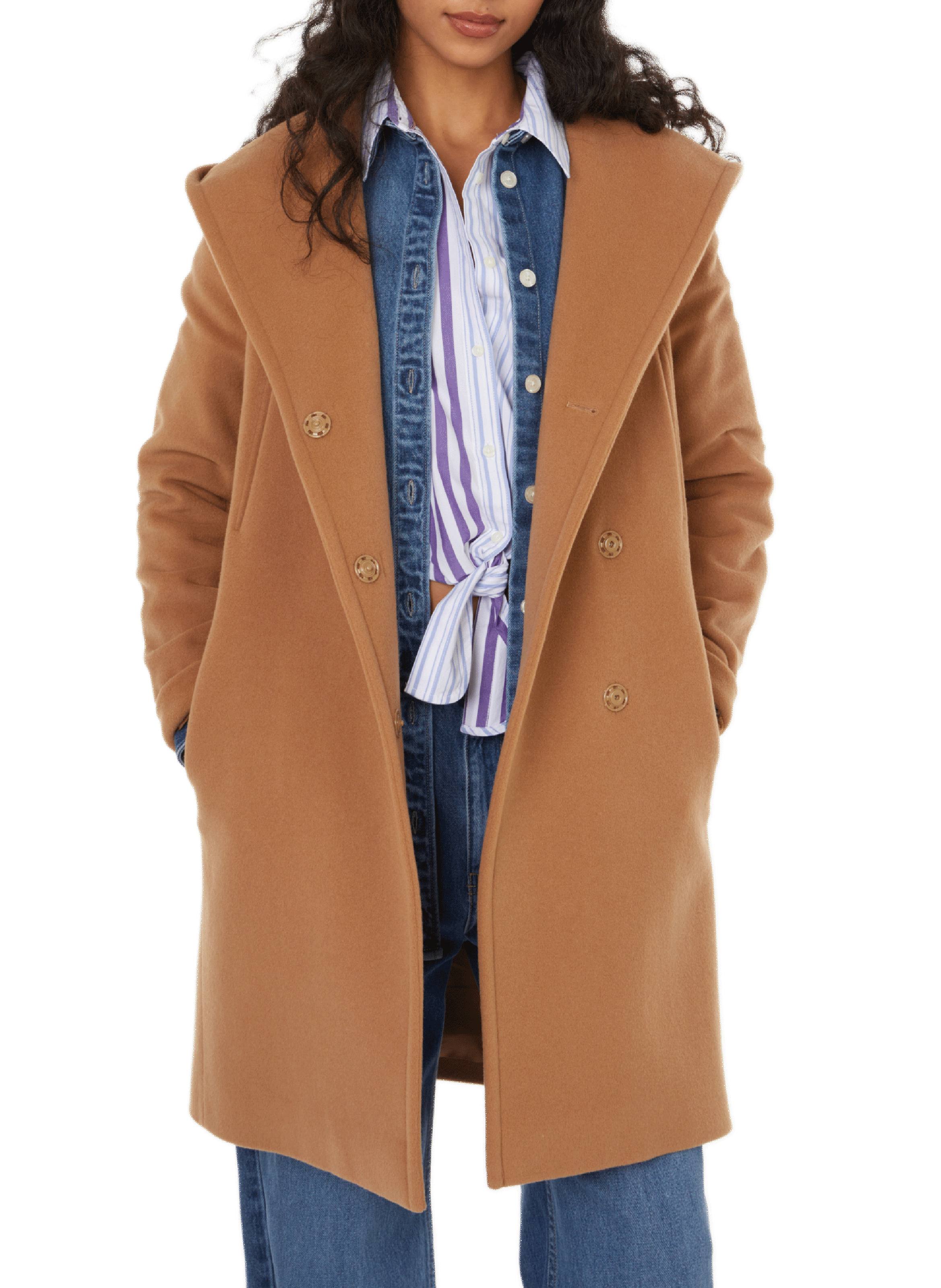 Manteau en laine mélangé THE SOCIAL SUNDAY Marron