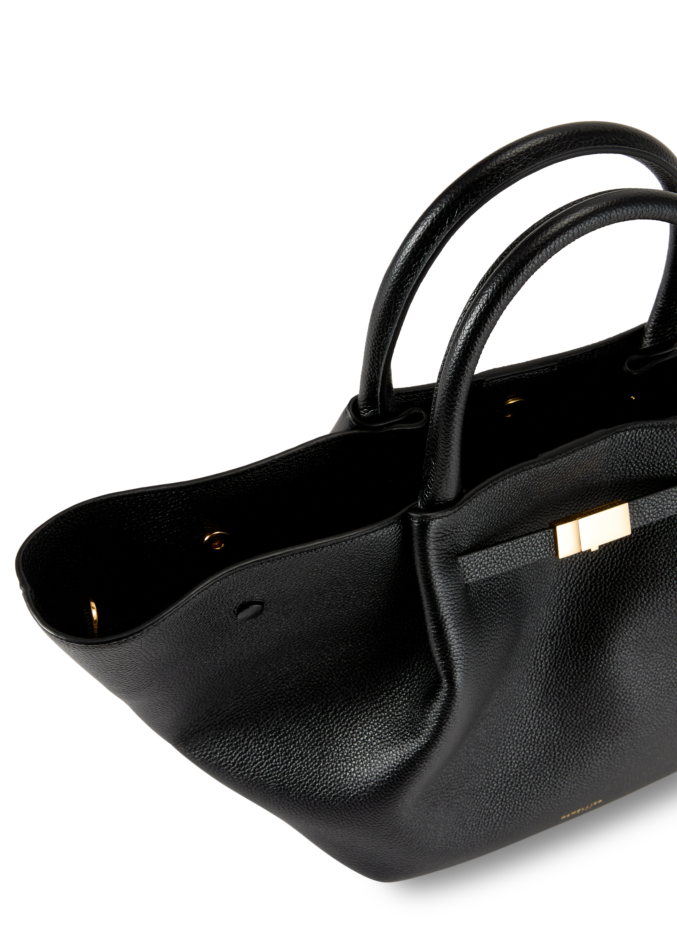 Sac à main en cuir et coton DEMELLIER LONDON Noir