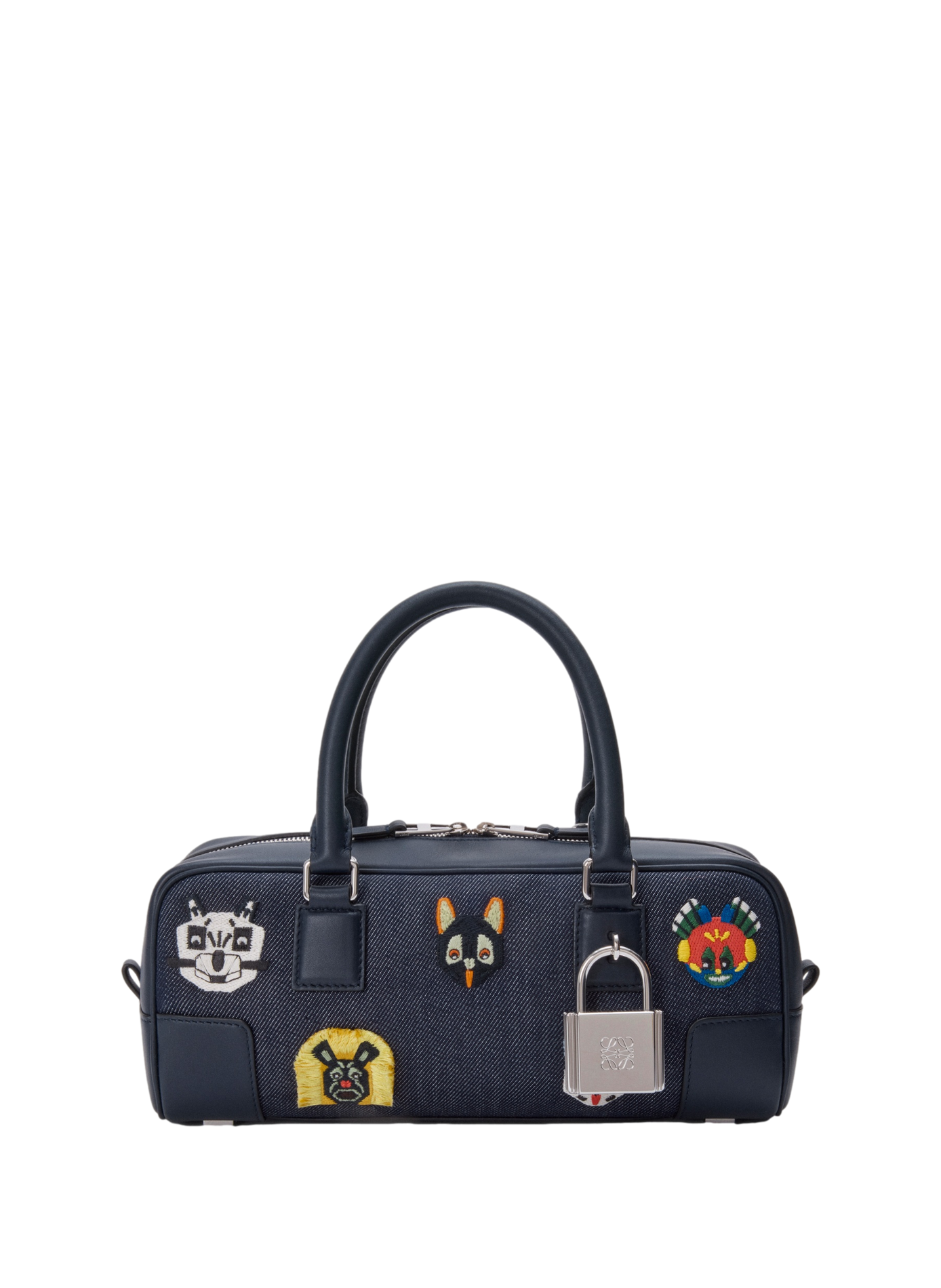 LOEWE x Louis Wain - Sac Amazona 23 Cropped Cats en denim brodé LOEWE Bleu