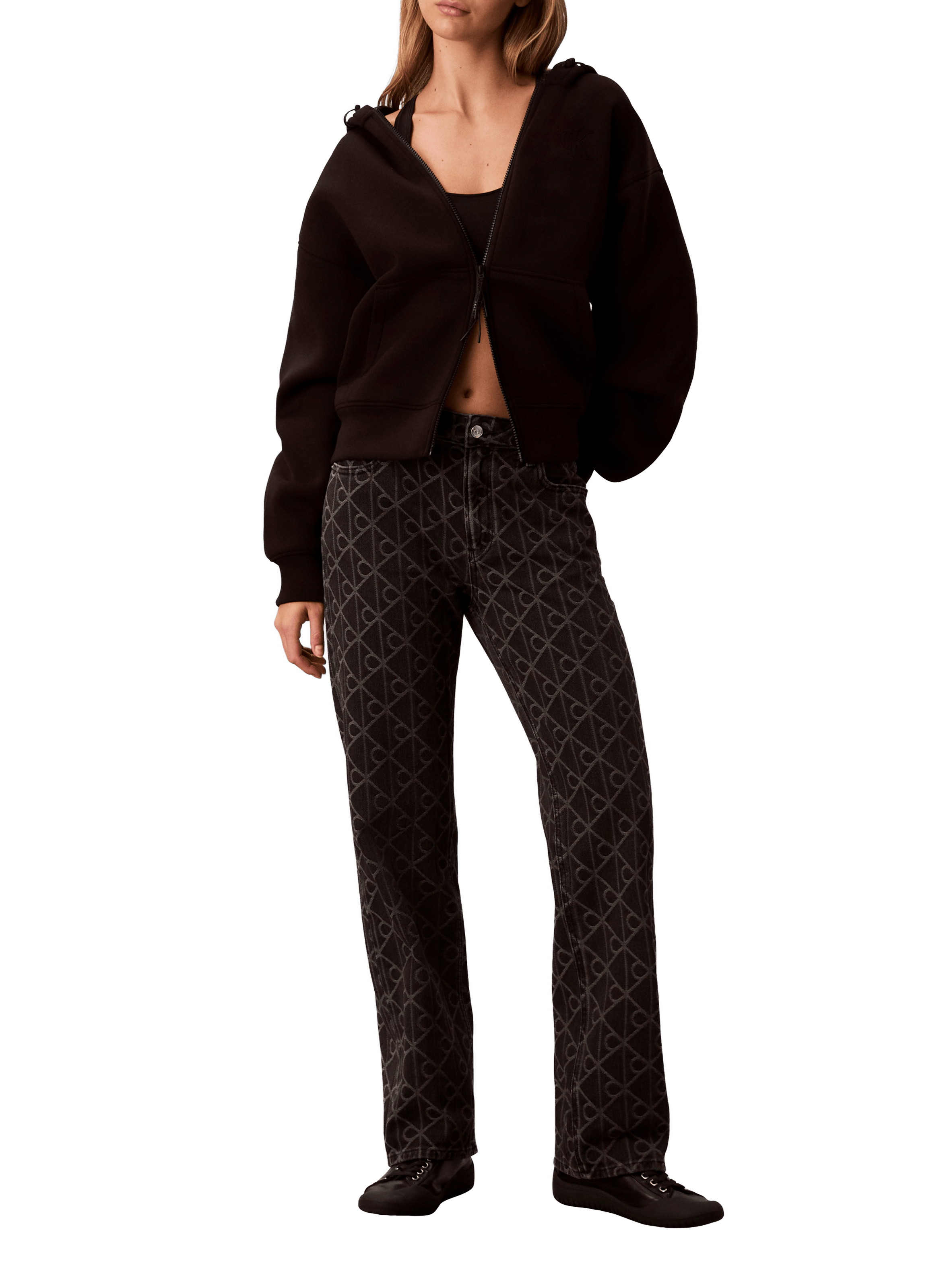 Straight cotton printed jeans CALVIN KLEIN Black