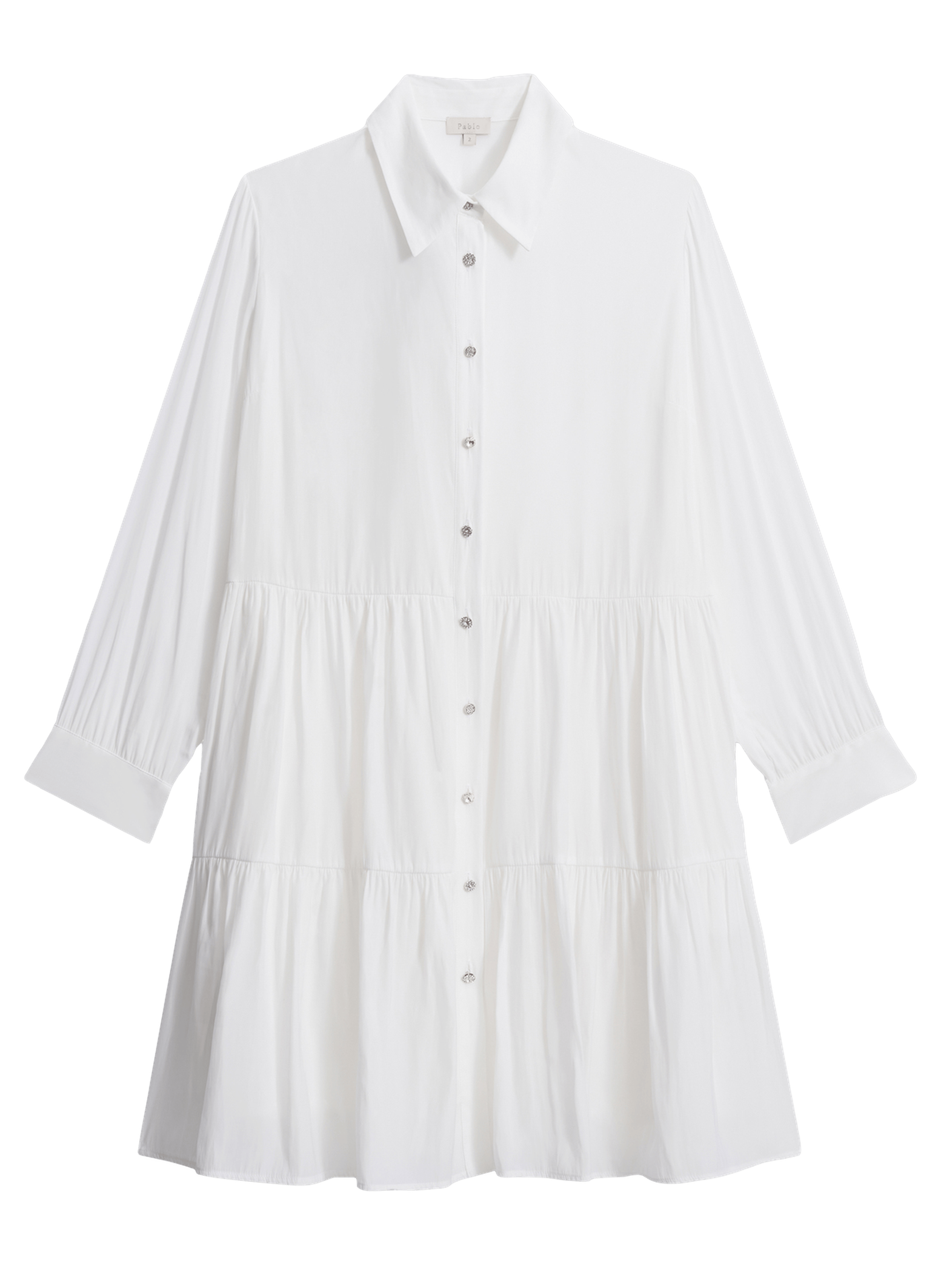 Robe chemise courte à volants - amance PABLO Blanc