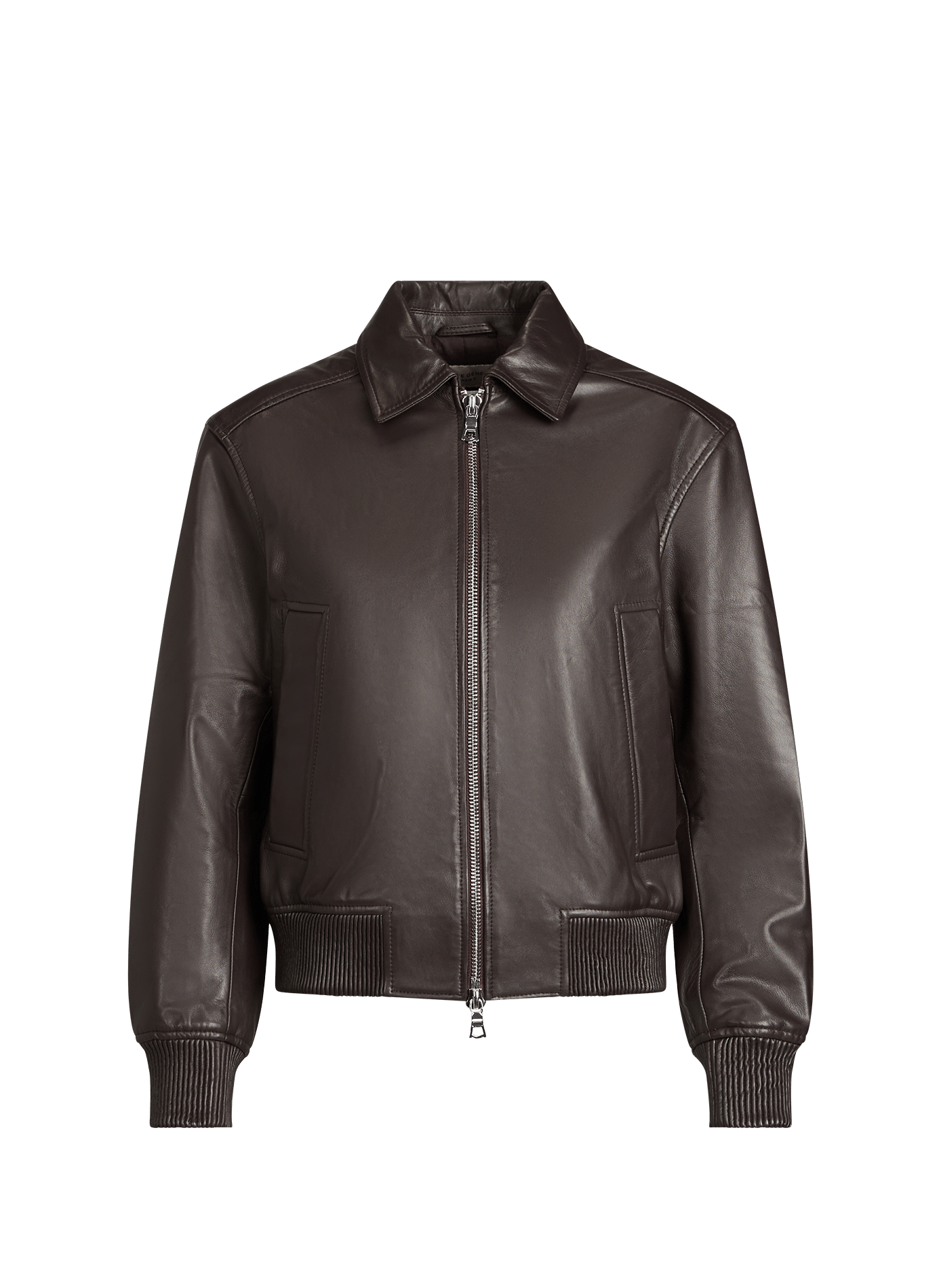 Blouson col classique en cuir OFFICINE GENERALE Marron