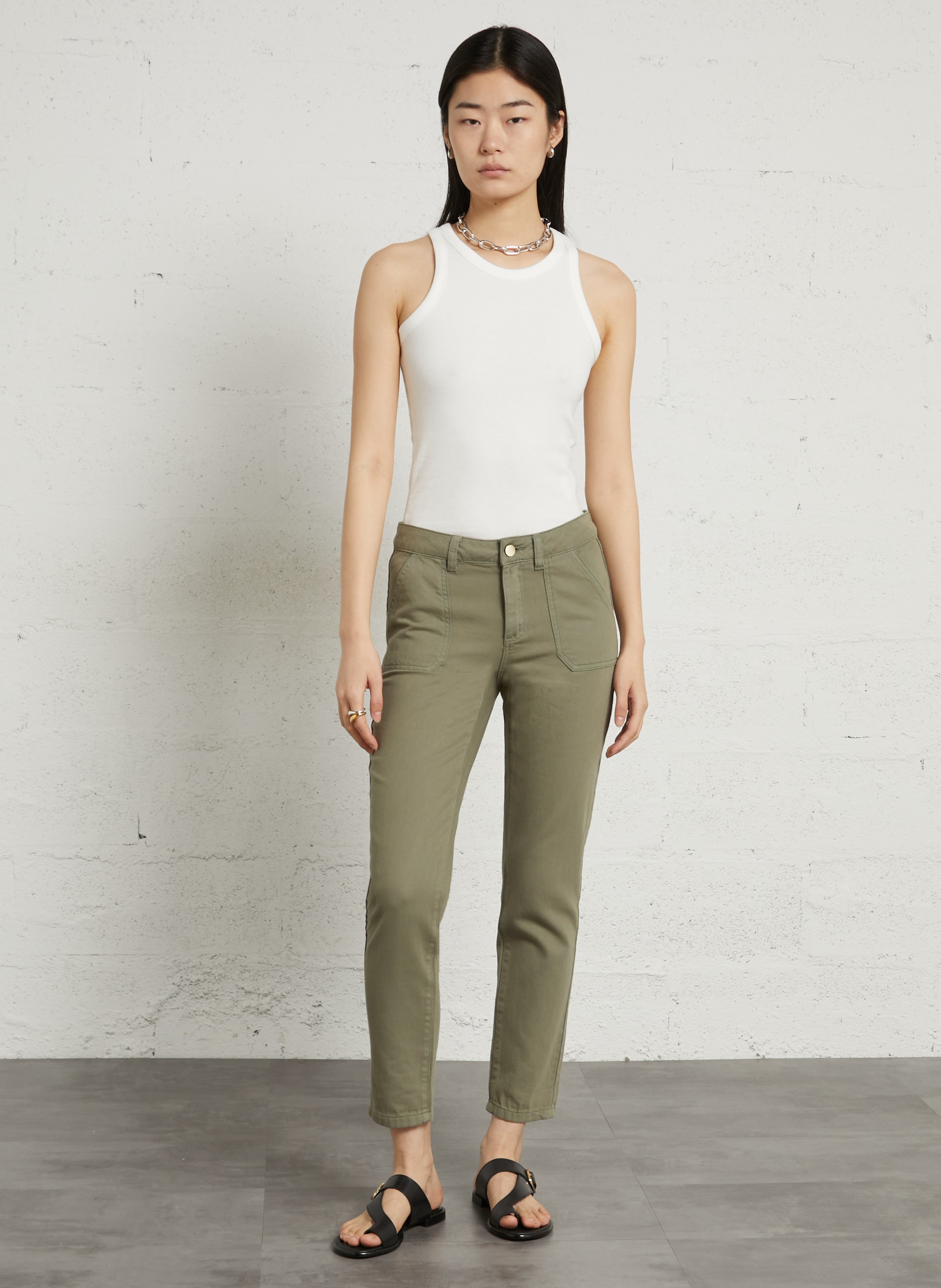 Pantalon chino uni taille mi-haute nalla MAISON 123 Vert