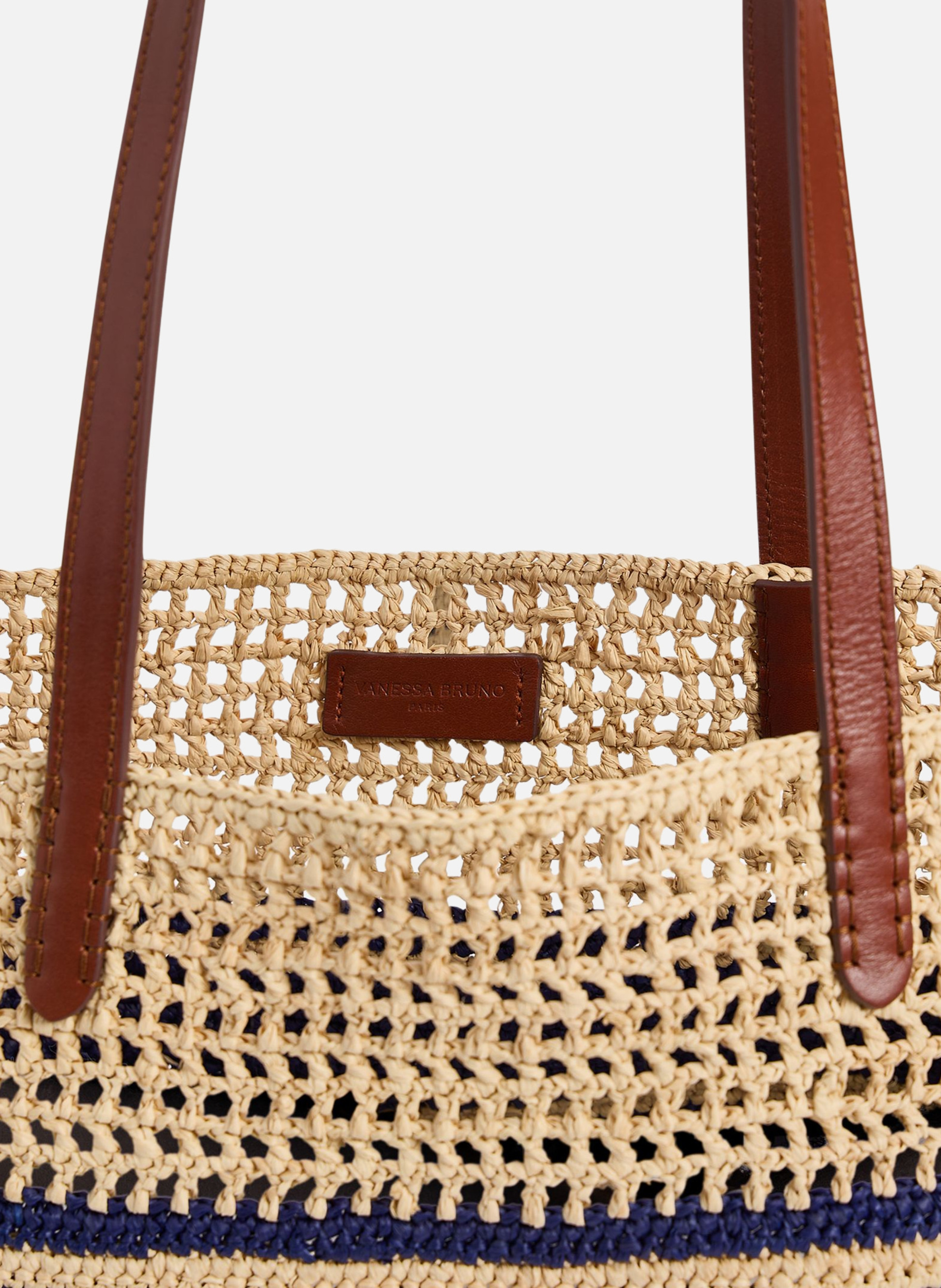 Panier en raphia avec rayures VANESSA BRUNO Bleu