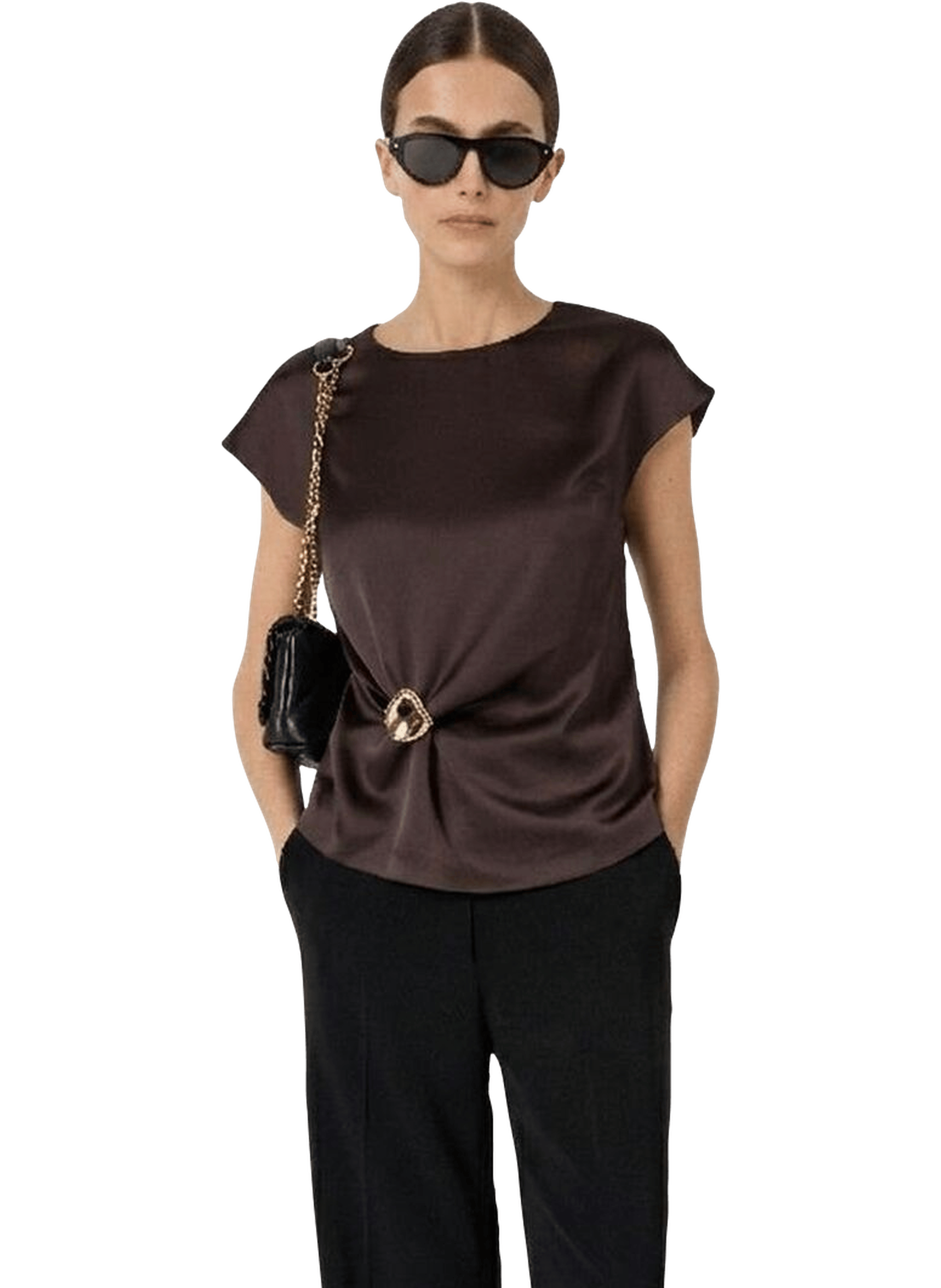 Top drapé à bijou doré - claudie GERARD DAREL Marron