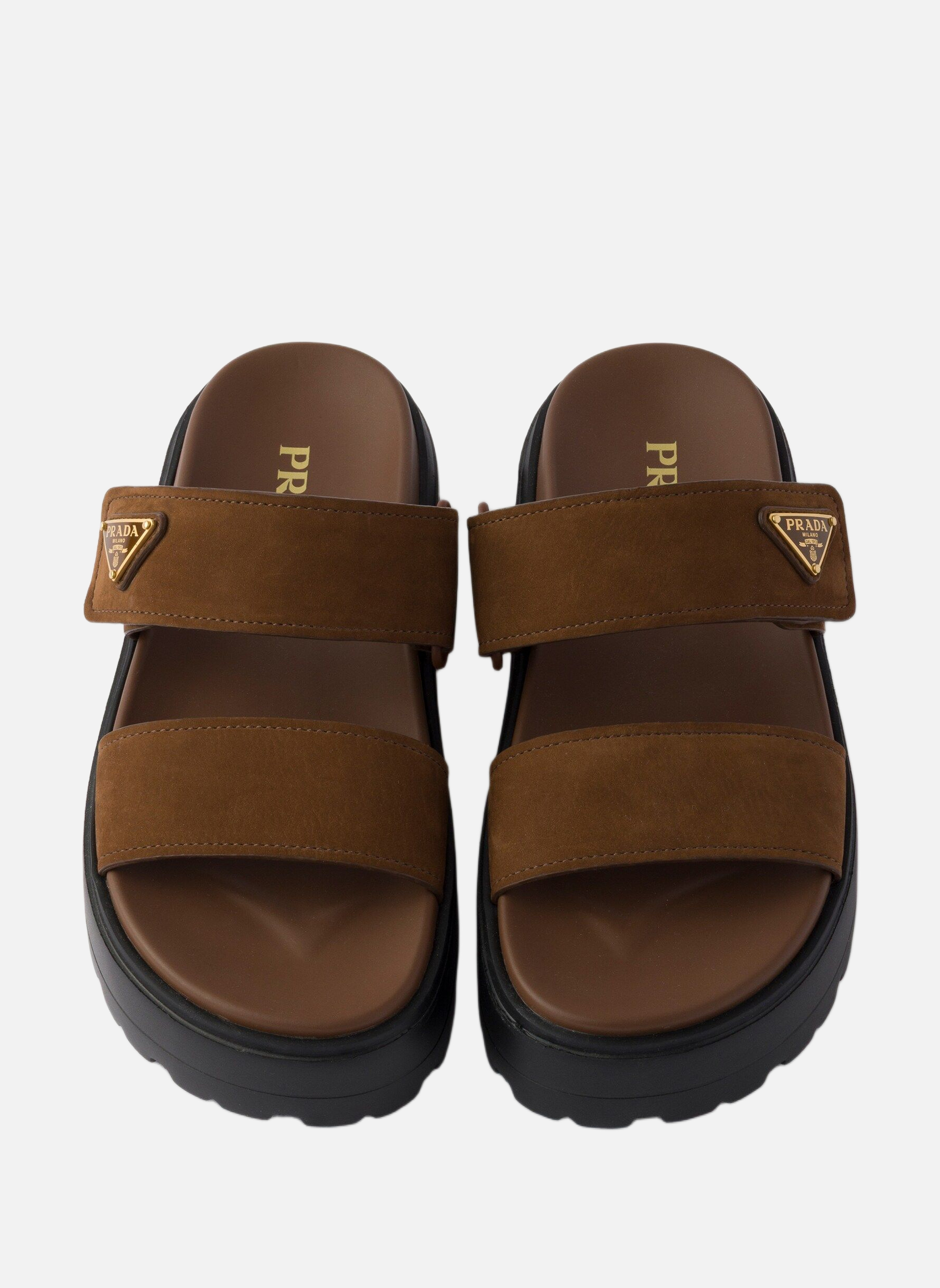 Mules en nubuck PRADA Marron