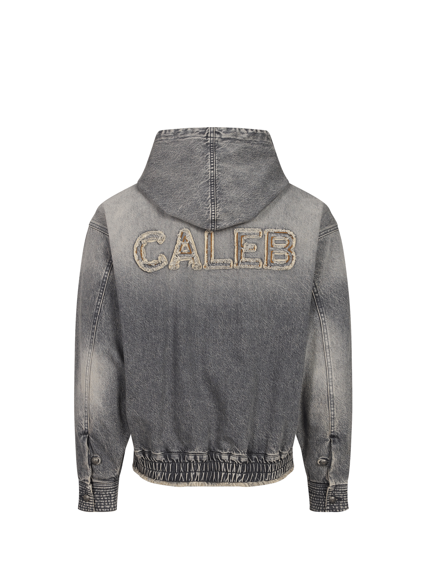 Sweat ample zippé en denim de coton CALEB Gris