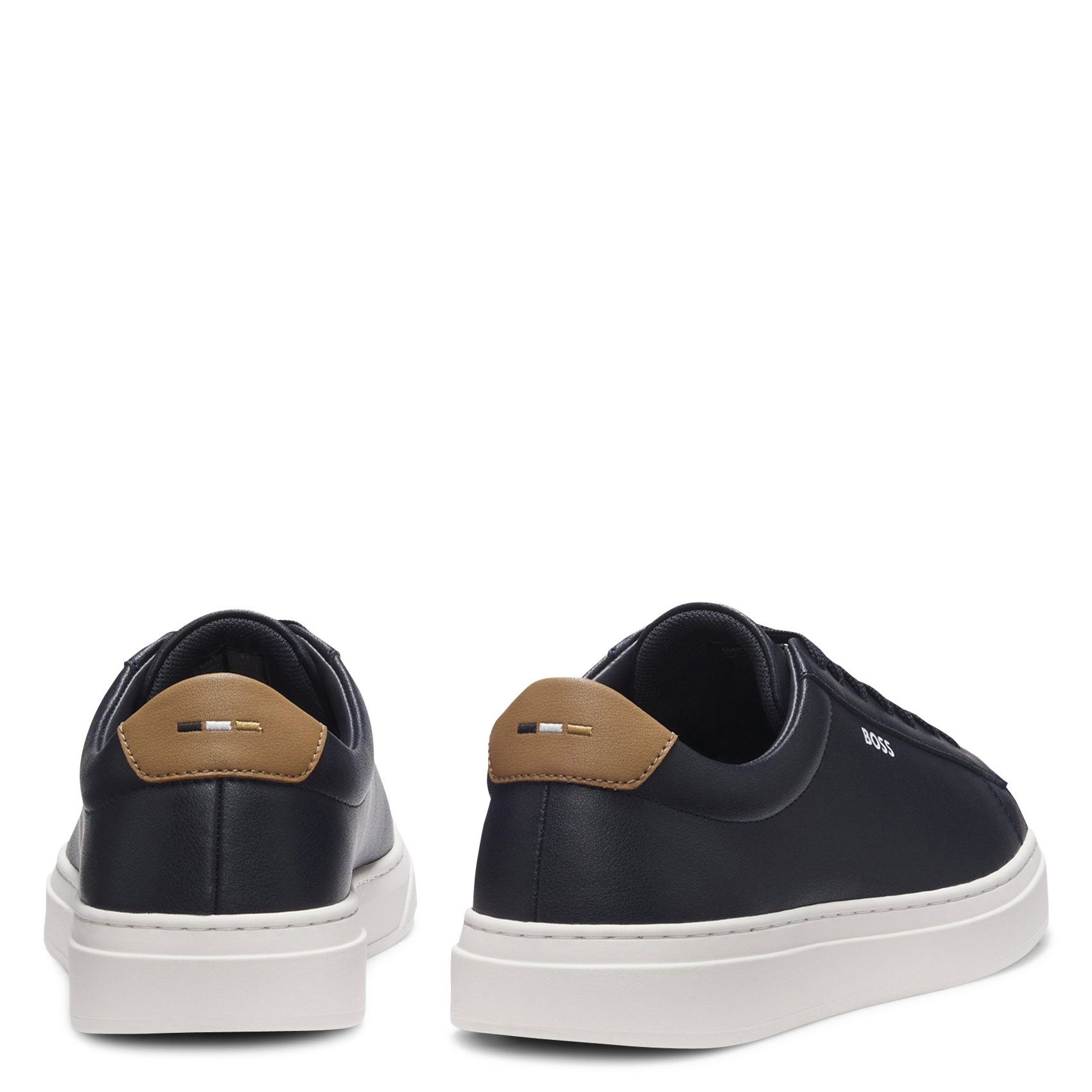 Baskets basses unies en cuir BOSS Bleu
