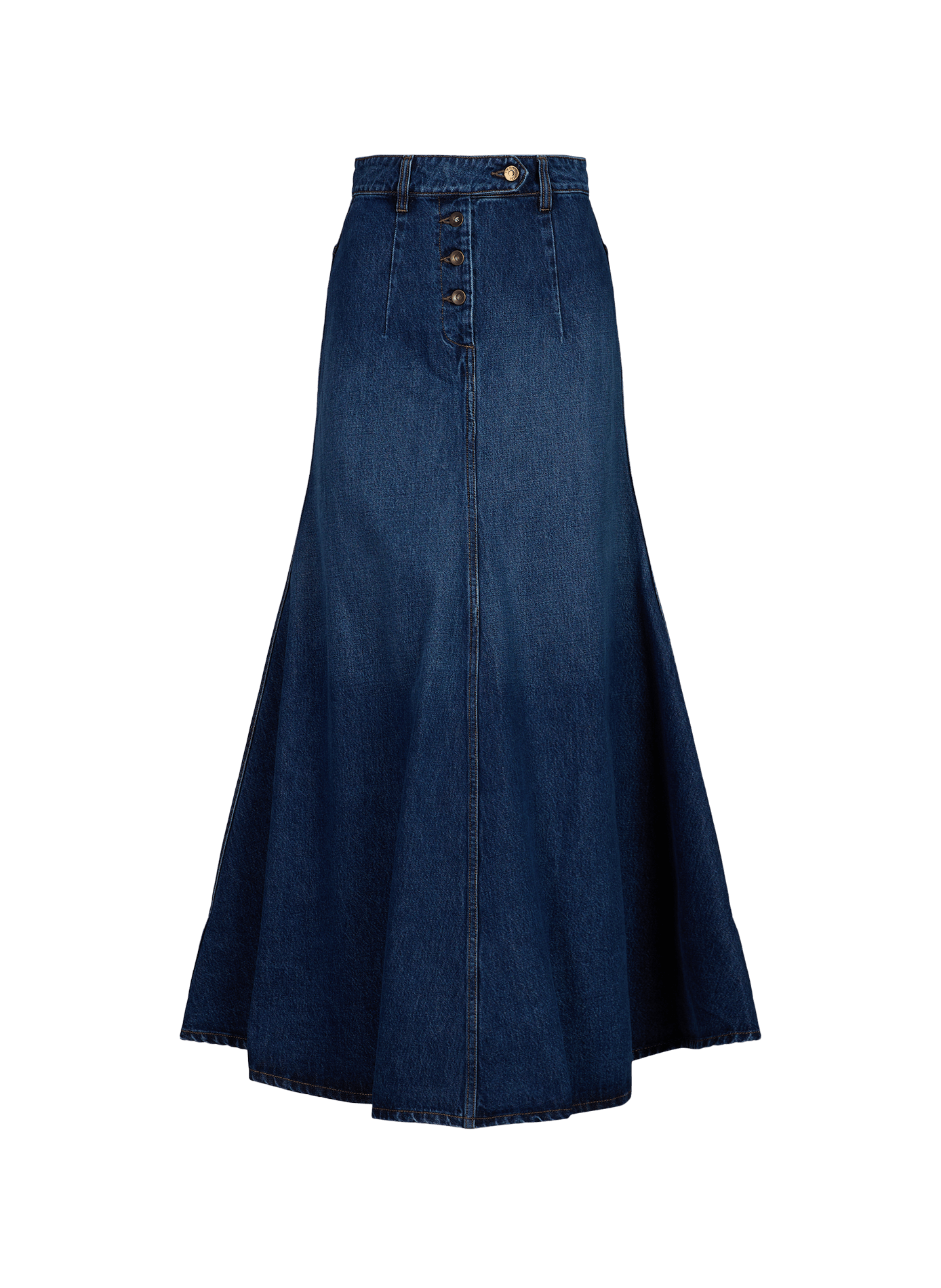 Gonna a taglio svasato in denim di cotone A.W.A.K.E. MODE Blu
