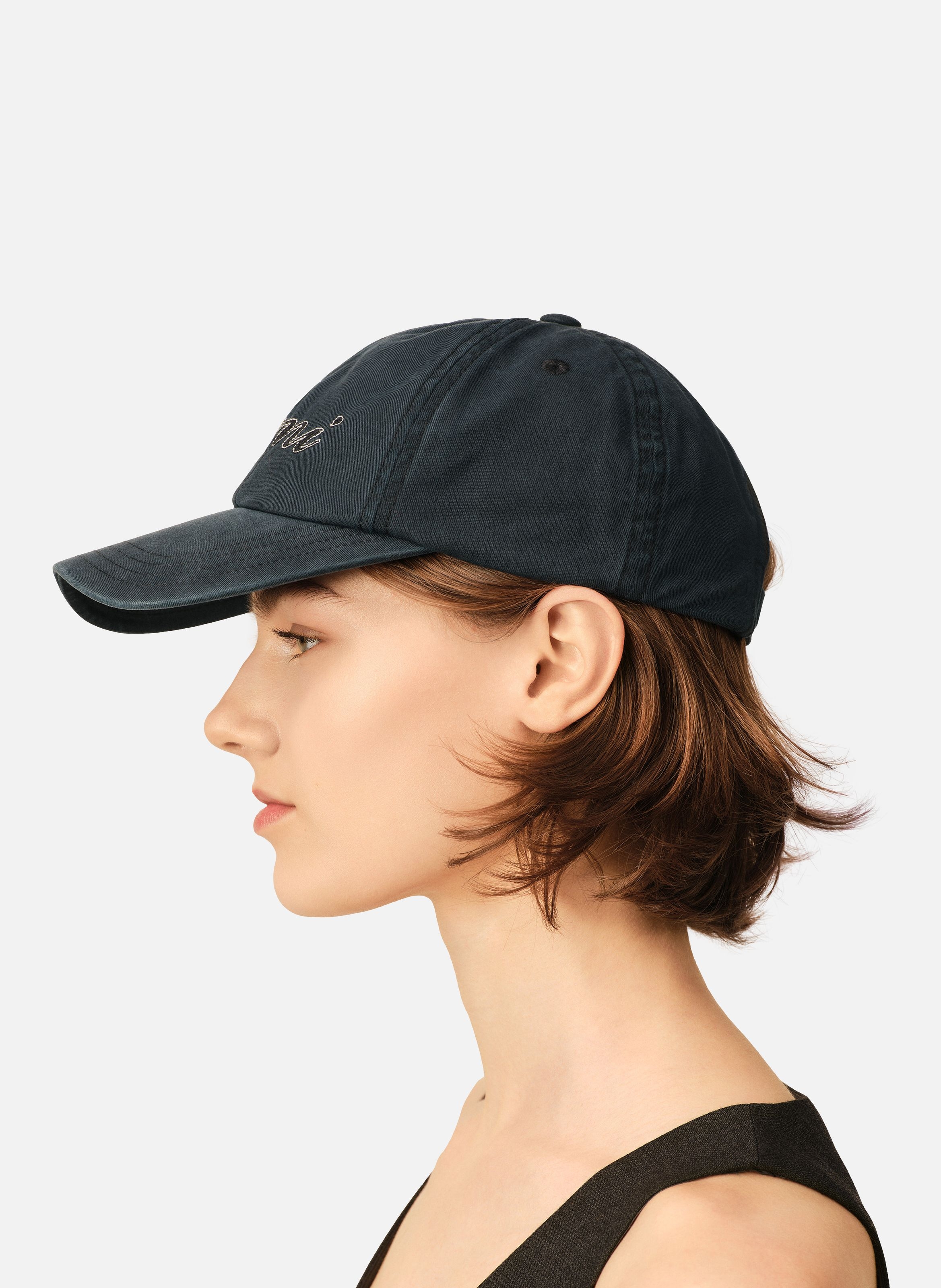 Casquette unisexe en coton broderie ami paris AMI PARIS Noir