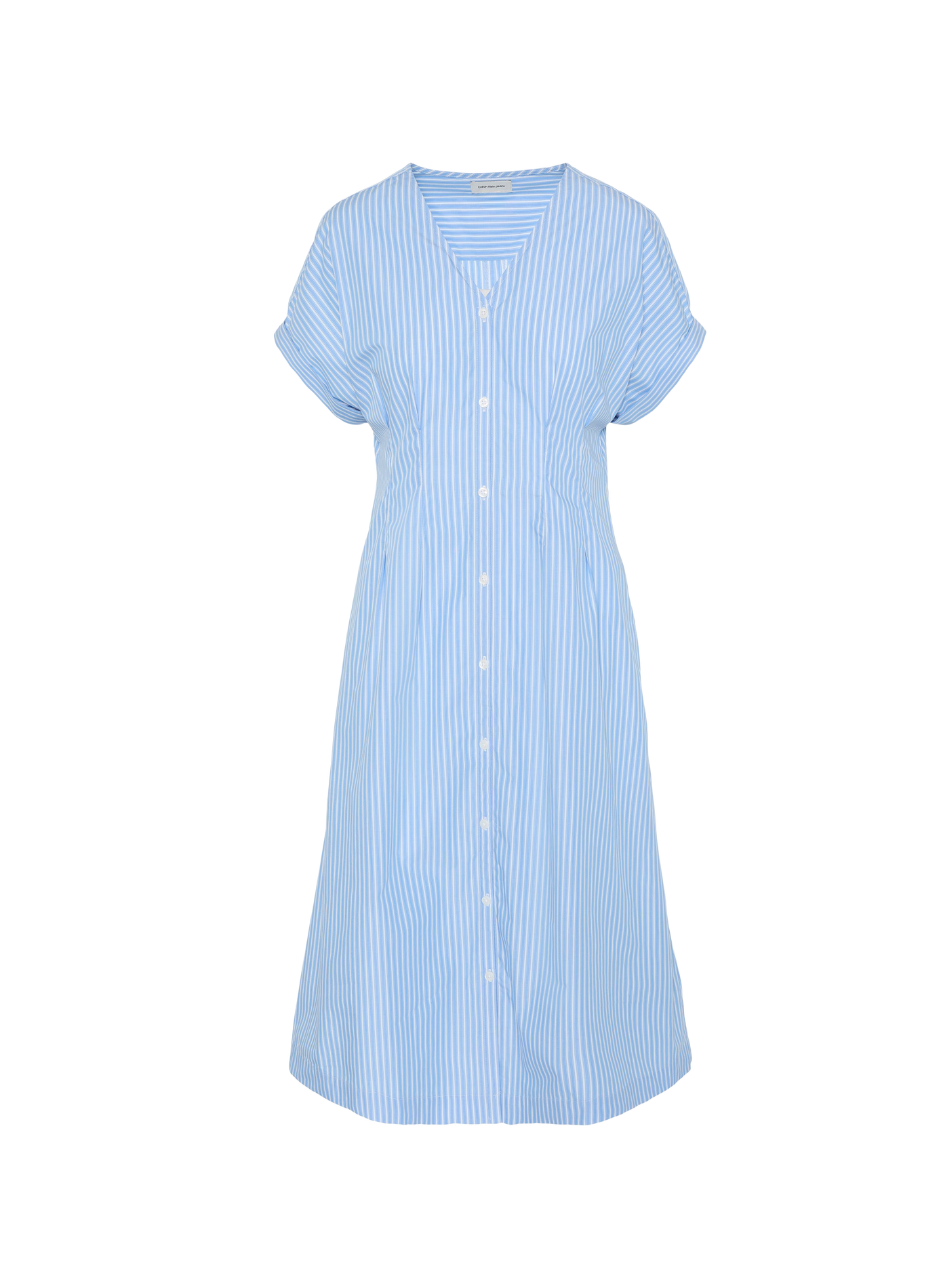 V-neck Striped Cotton Dress CALVIN KLEIN Blue