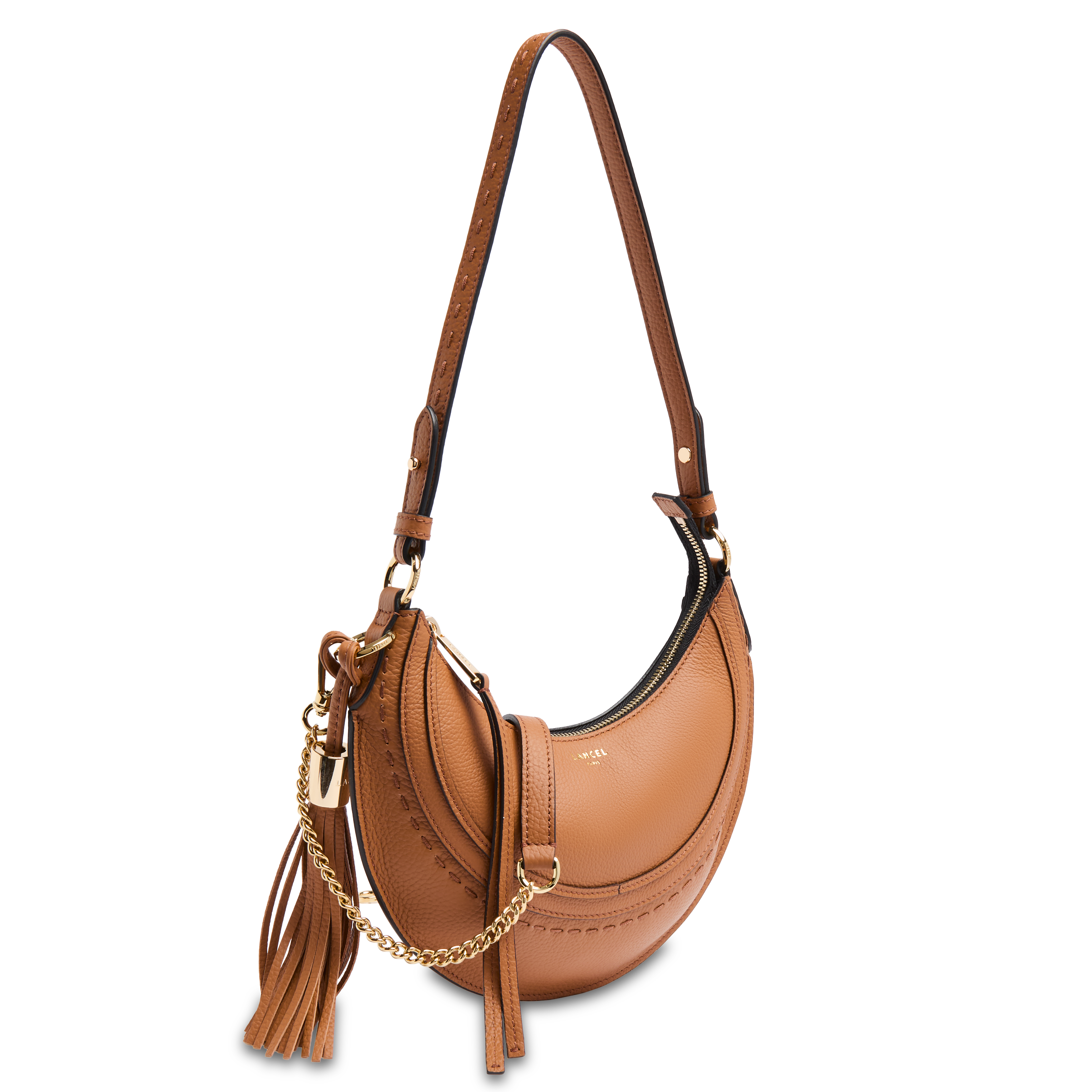 Handtas met rits - kalfsleren hobo van Lancel, compact model met ritssluiting en eerste flirt twist. LANCEL Bruin