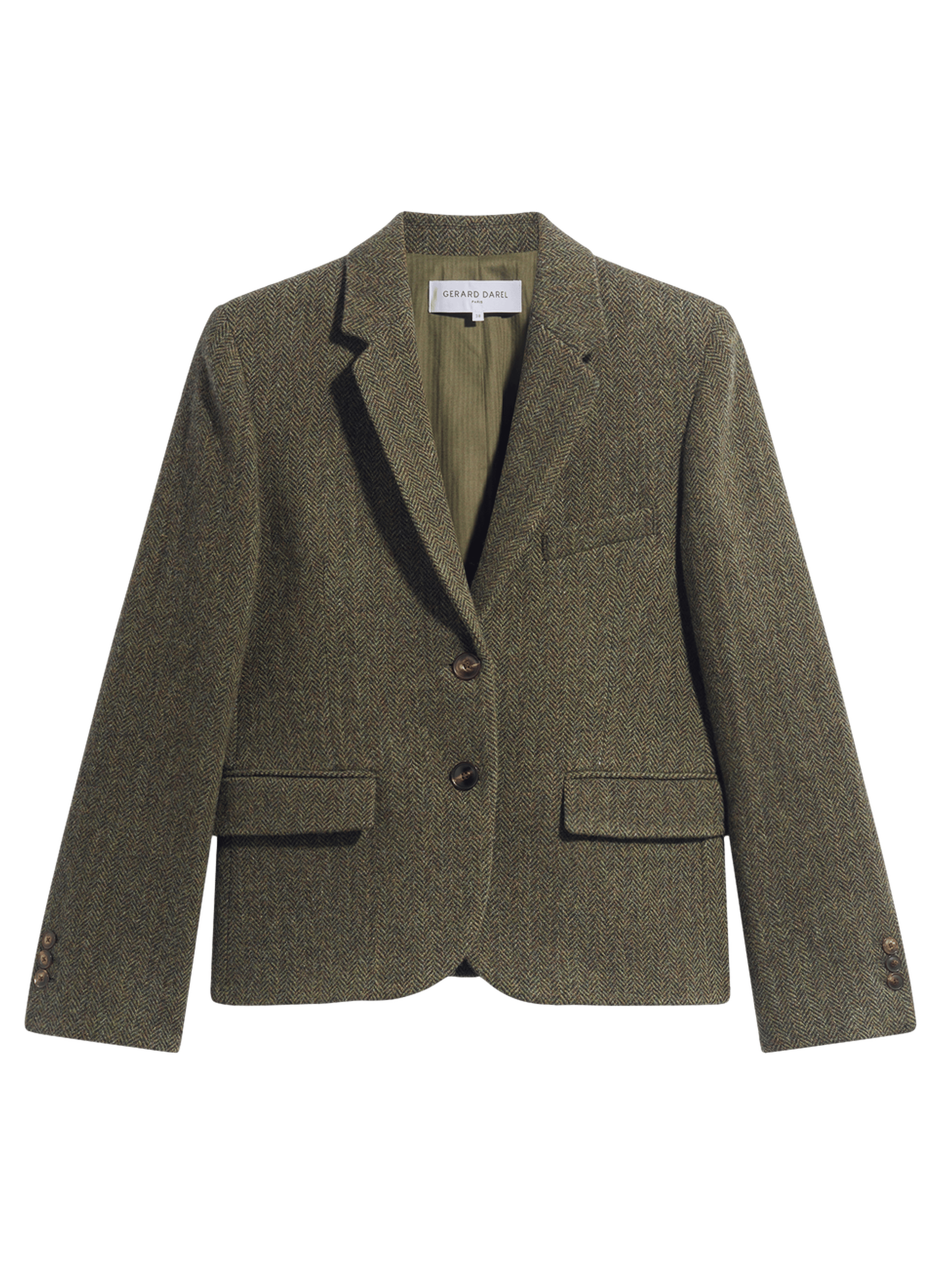 Veste à chevrons en laine vierge - juliet GERARD DAREL Vert