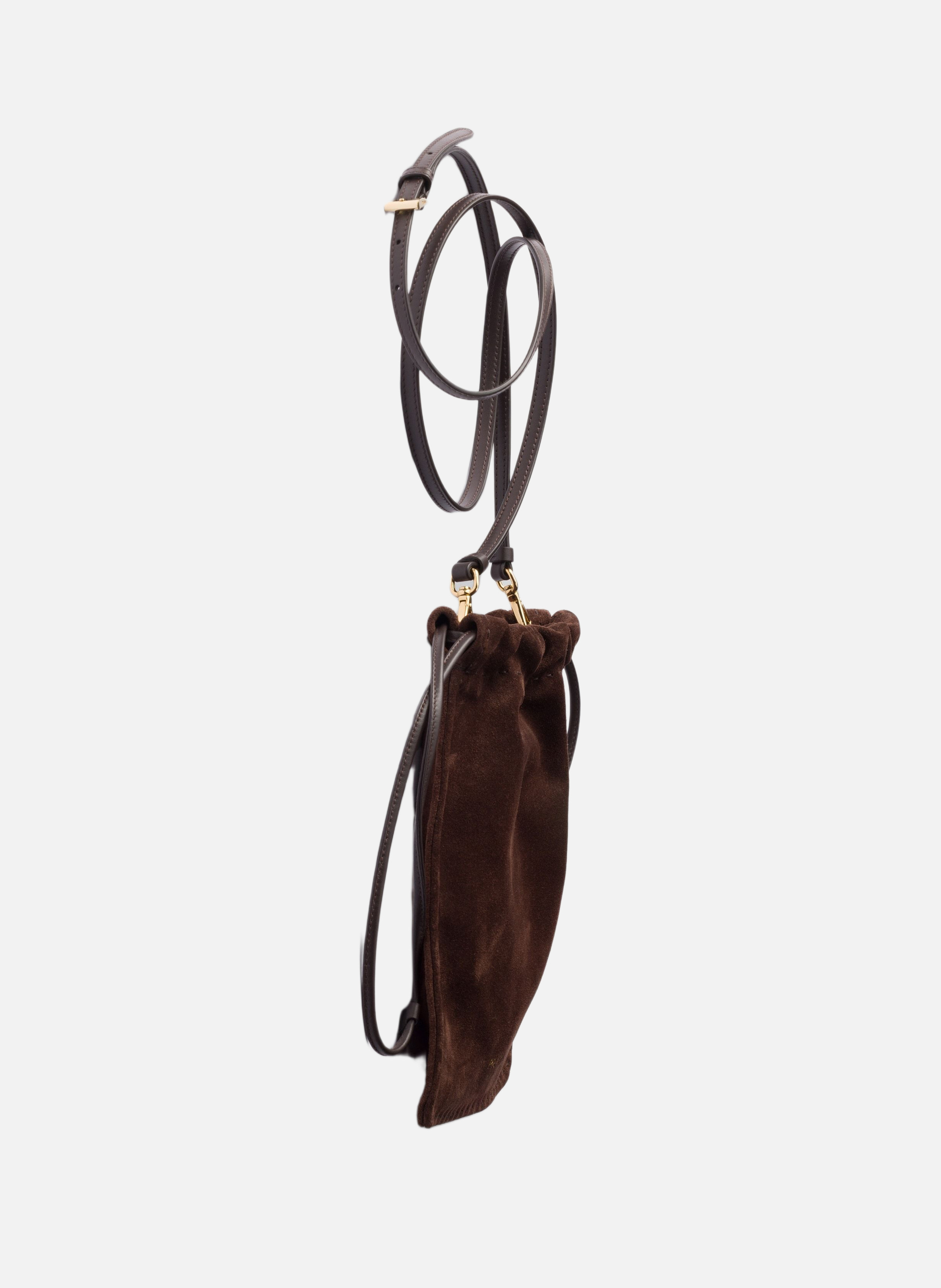 Pochette pour smartphone en veau velours PRADA Marron