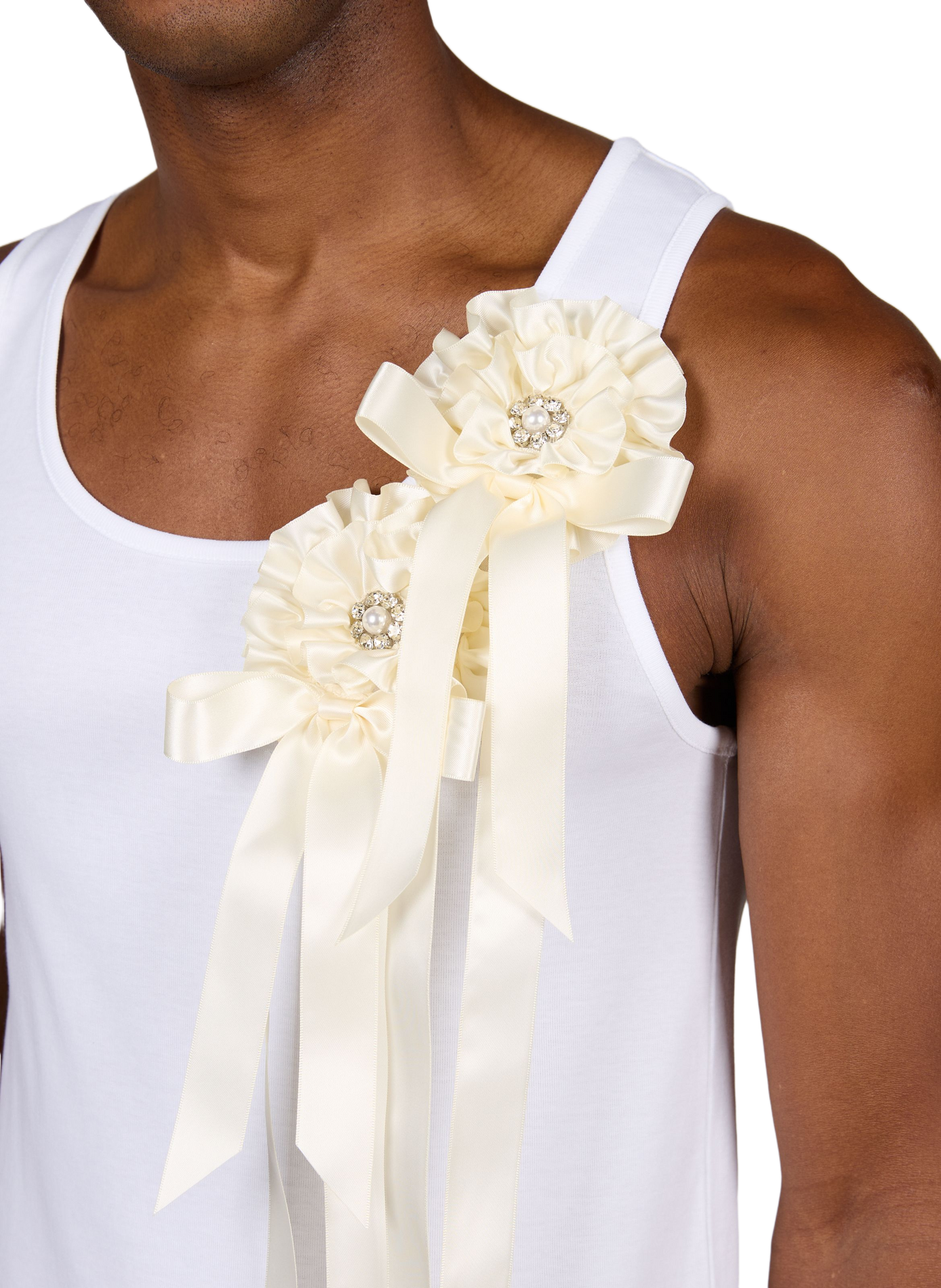 Mouwloos katoenen top met linten. SIMONE ROCHA Wit