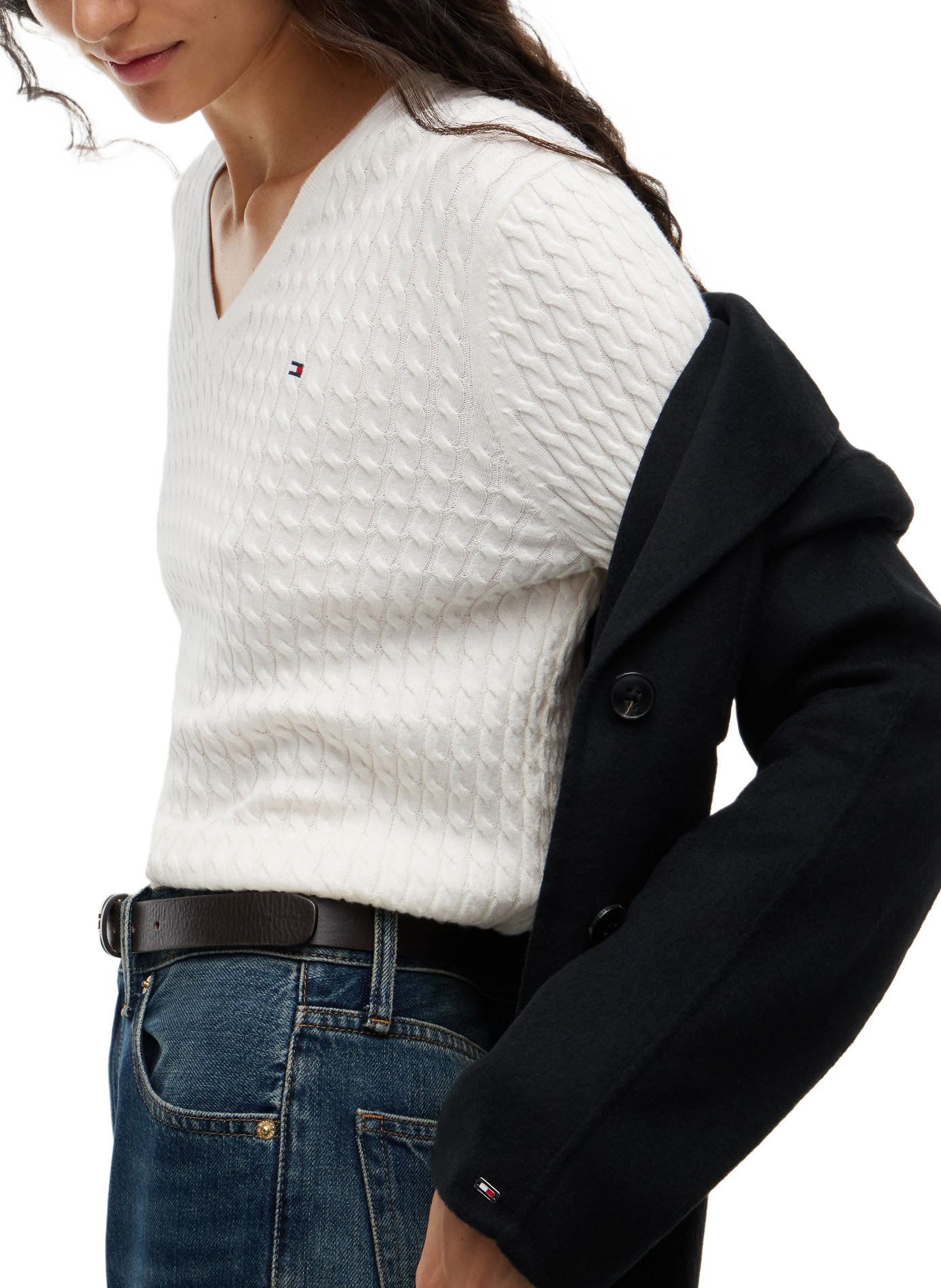 Katoenen V-hals trui | Beige TOMMY HILFIGER Dames