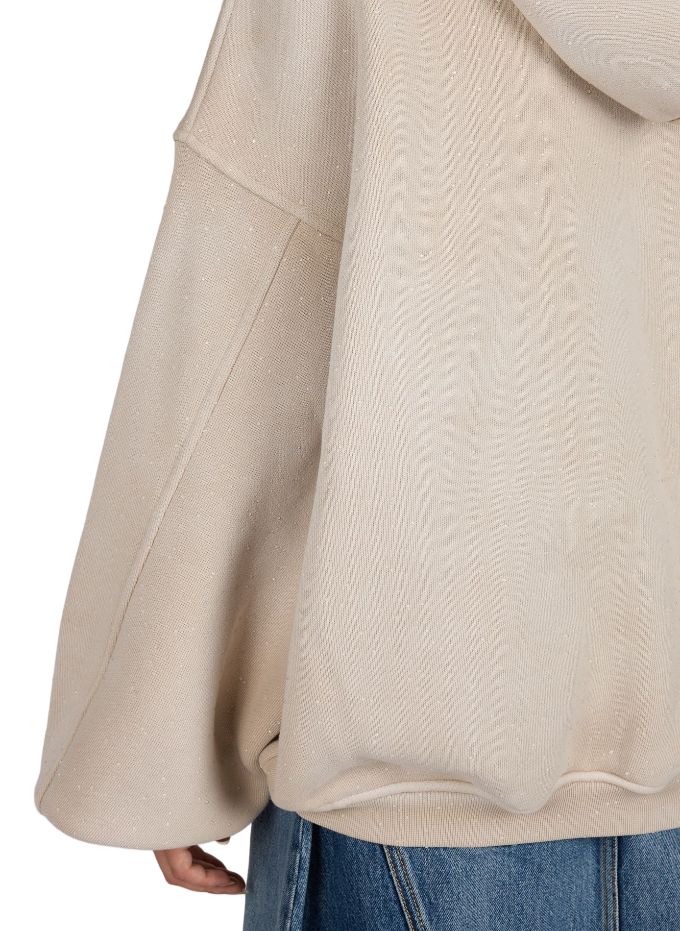 Kapuzenpullover mit Strasssteinen aus Baumwollmischung ALEXANDER WANG Beige